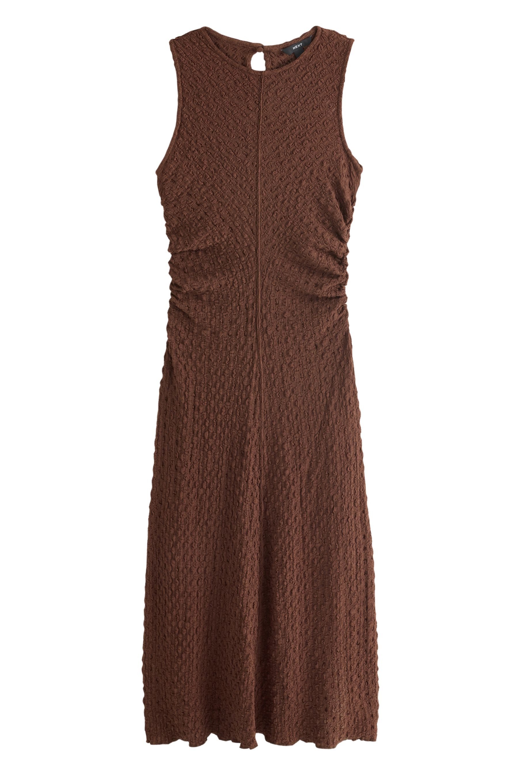 Next Maxikleid Ärmelloses strukturiertes Midikleid, Raffdetails (1-tlg) günstig online kaufen