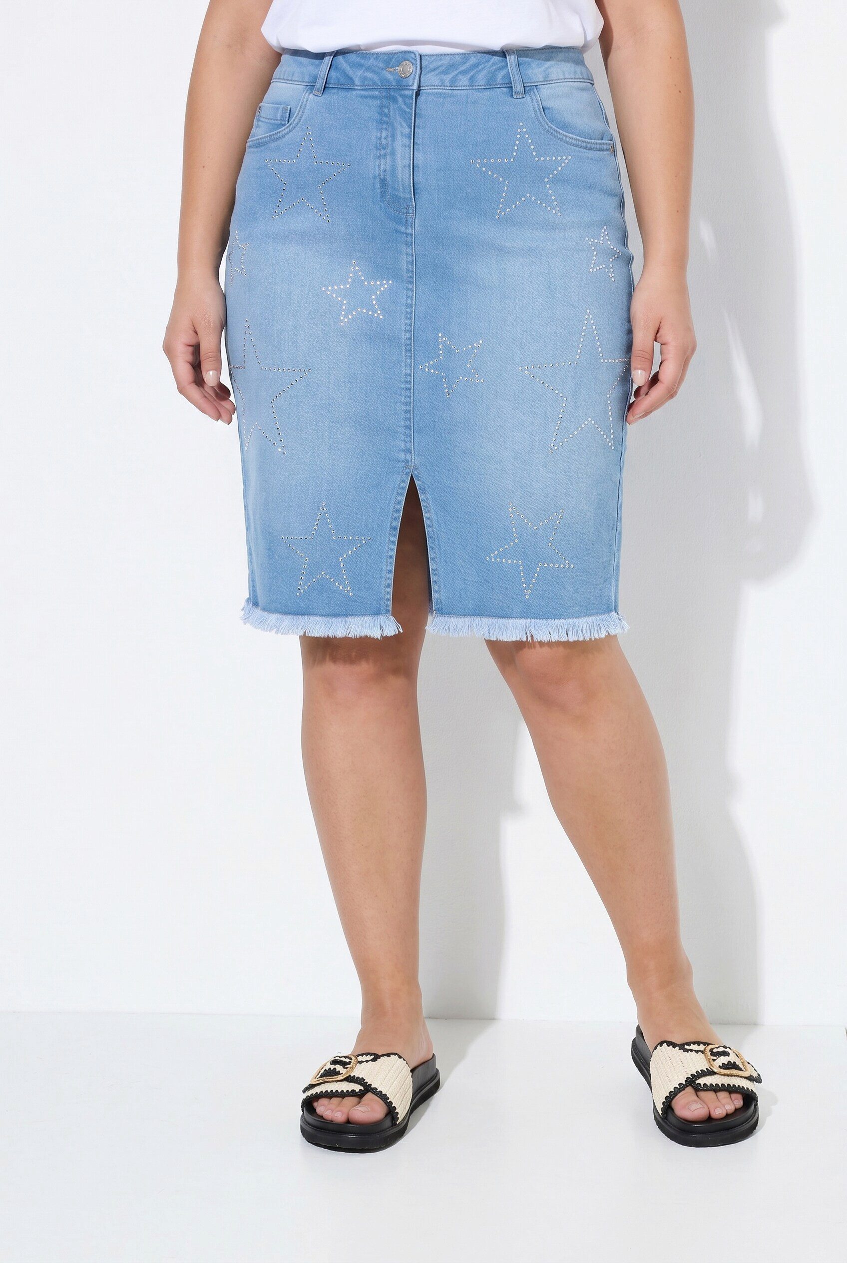 Angel of Style Jeansrock Jeansrock Bleistift-Silhouette Glitzersteinchen
