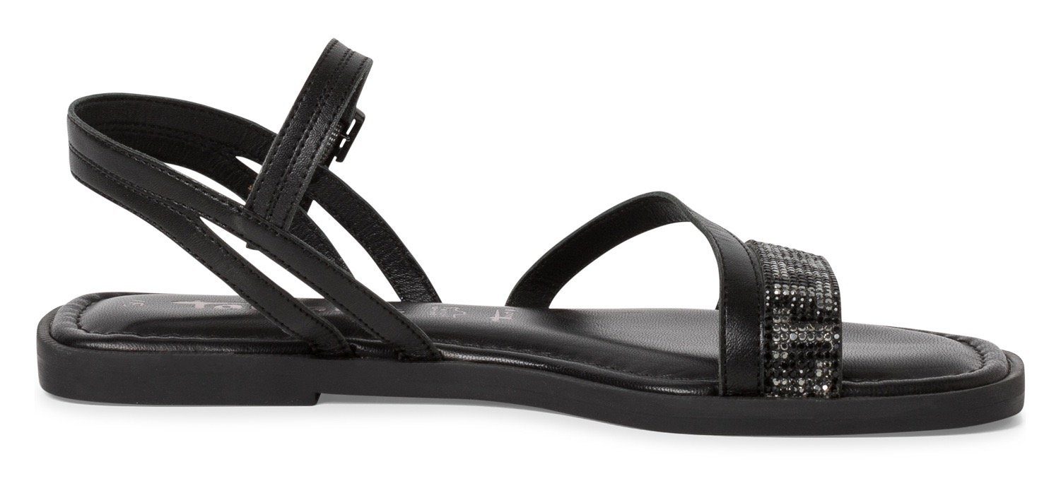 Sandale schwarz-silberfarben Glitzersteinchen verziert Tamaris mit