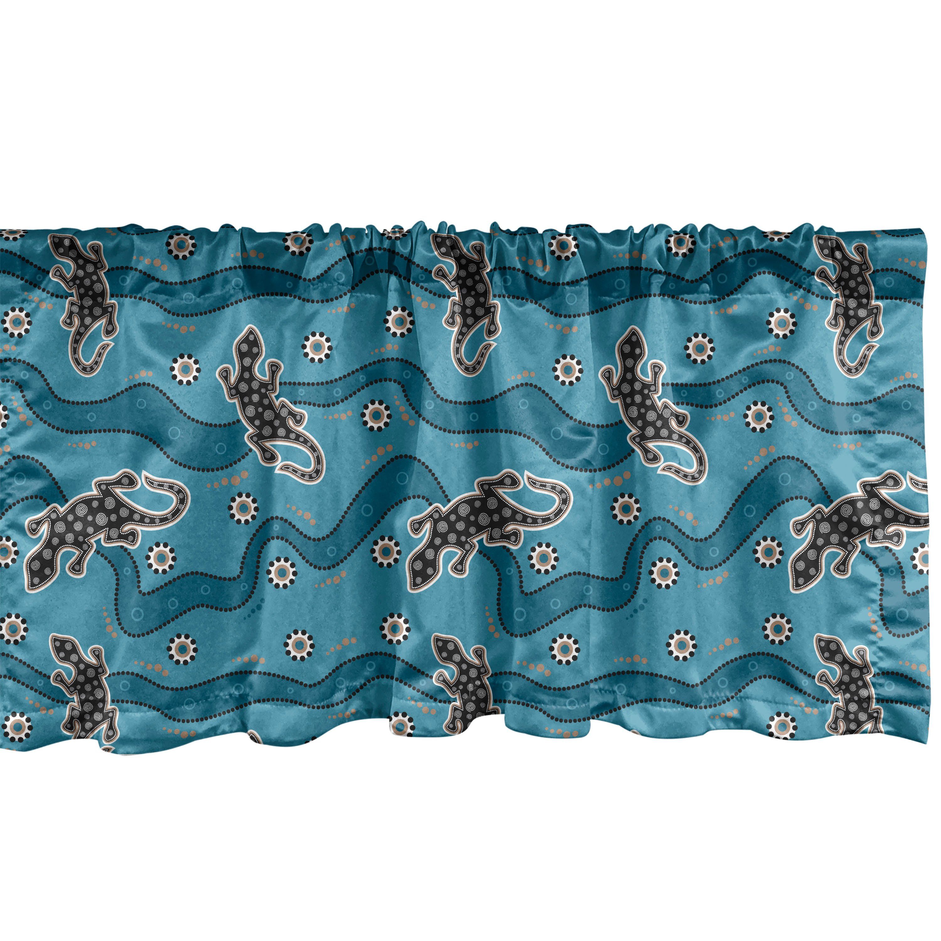 Scheibengardine Vorhang Volant für Küche Schlafzimmer Dekor mit Stangentasche, Abakuhaus, Microfaser, Aboriginal Reptil