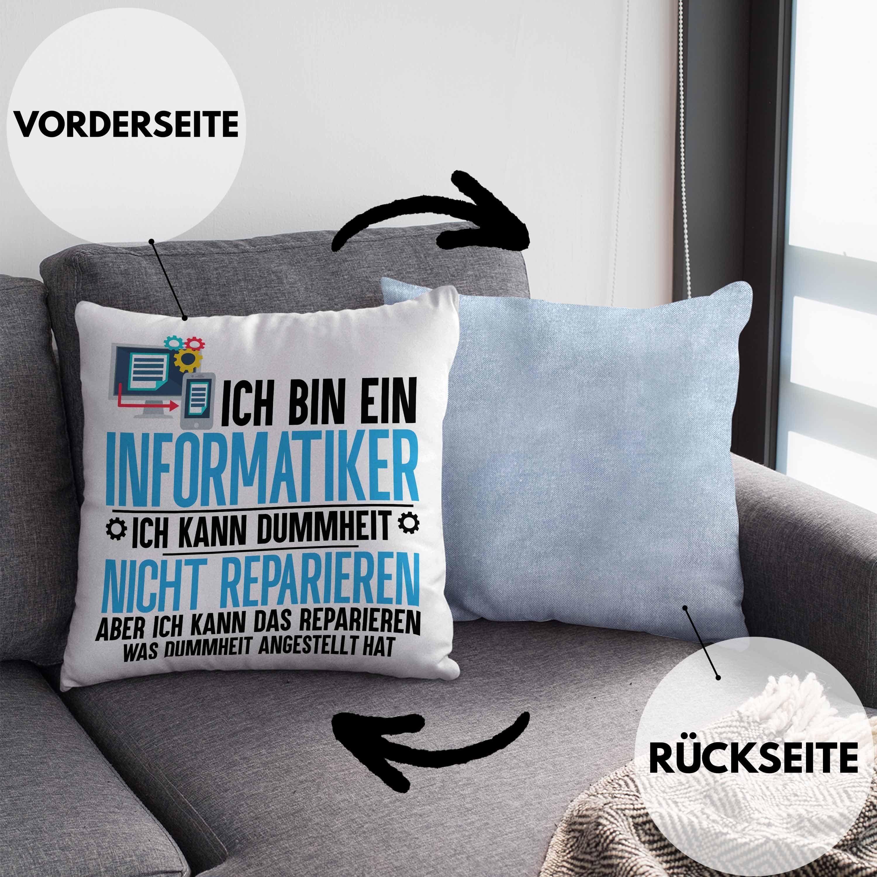 Trendation Dekokissen Trendation - Informatiker Kissen Geschenk Programmierer Nerd Coder Geschenkidee Lustiger Spruch Dekokissen mit Füllung 40x40 Blau