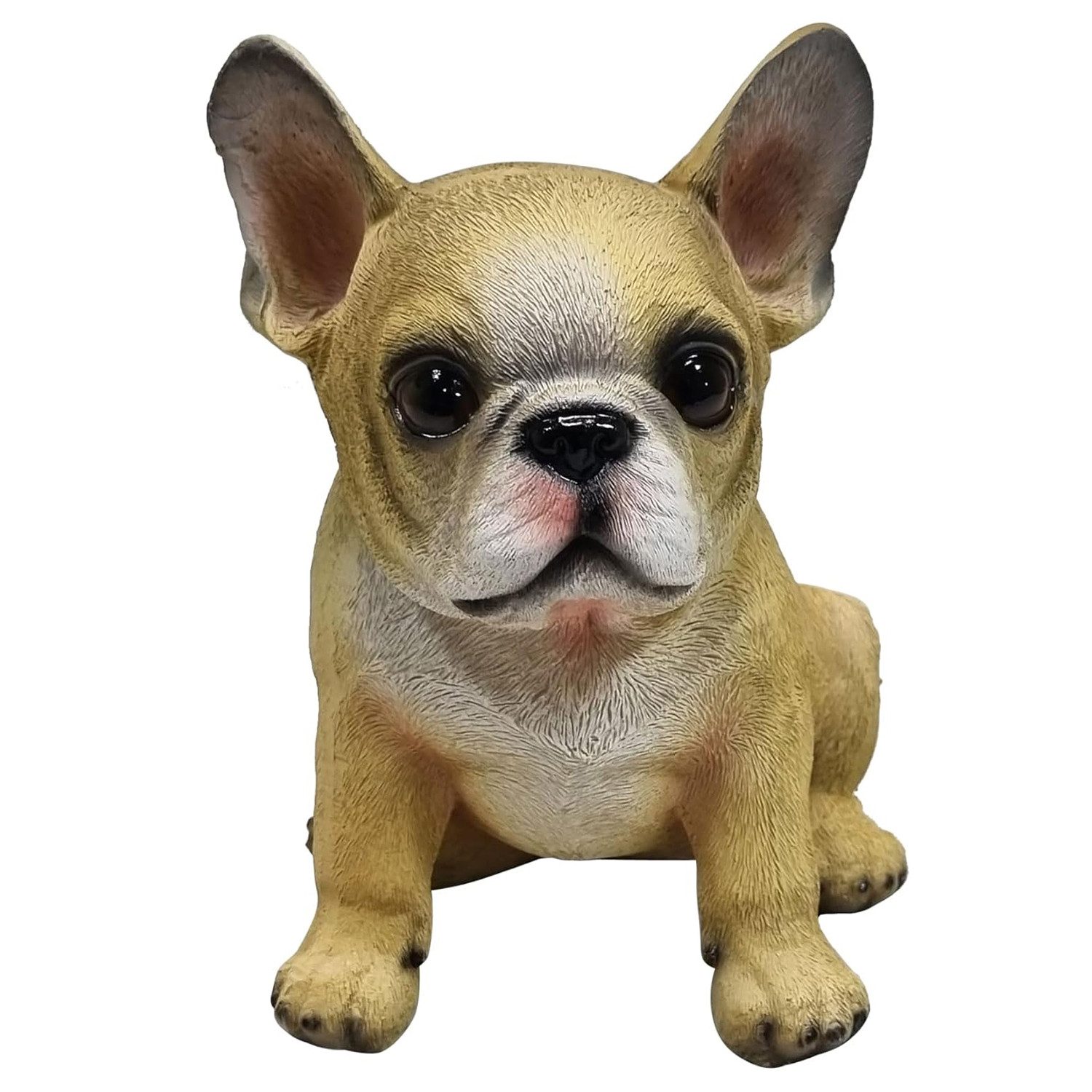 Fachhandel Plus Tierfigur Französische Bulldogge beige Tierfigur Hundewelpe sitzend, tolle Hundefigur, lebensecht