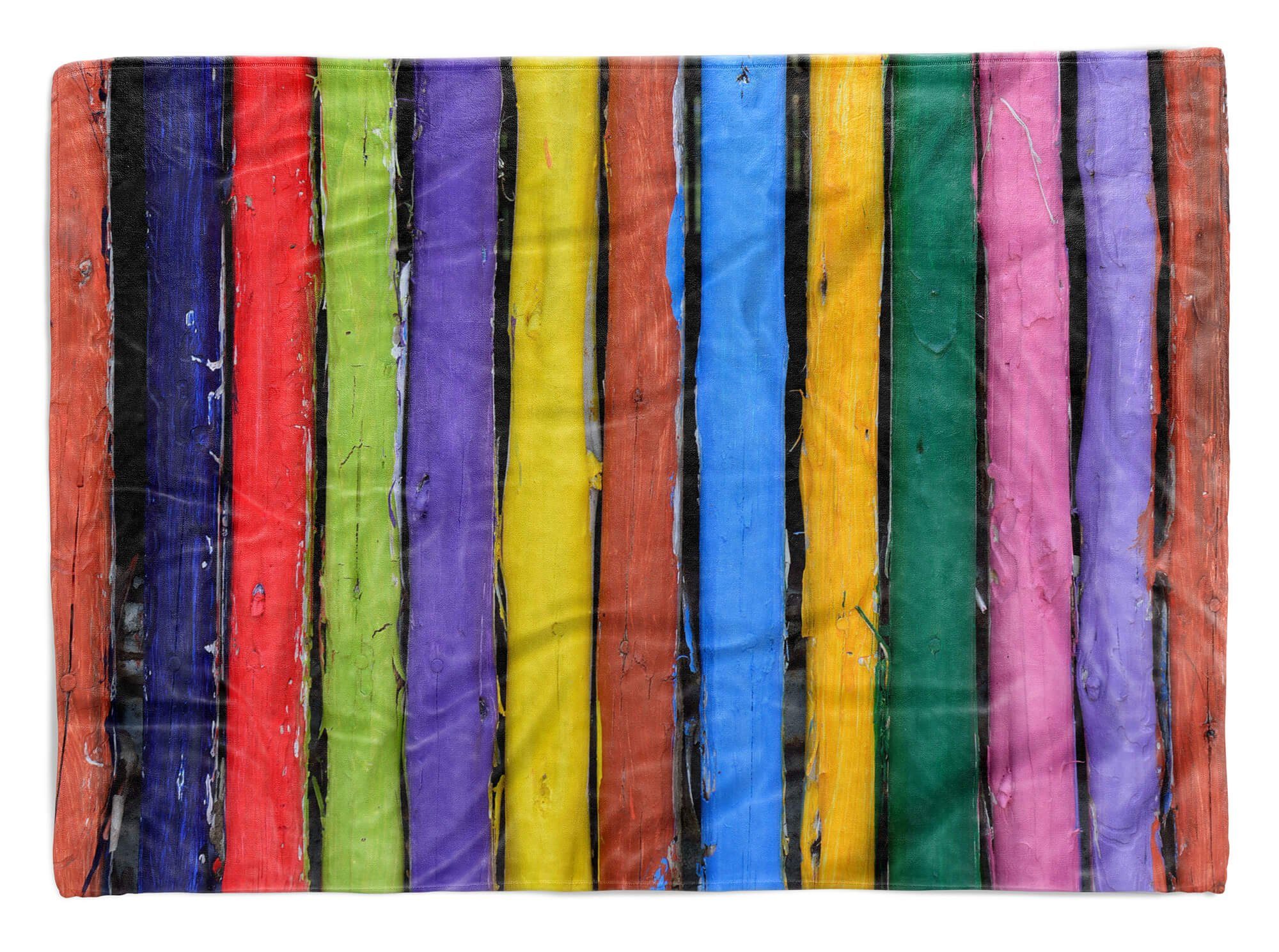 Sinus Art Handtücher Handtuch Strandhandtuch Saunatuch Kuscheldecke mit Fotomotiv Bunte Stämme Abstrakt Auffal, Baumwolle-Polyester-Mix (1-St), Handtuch