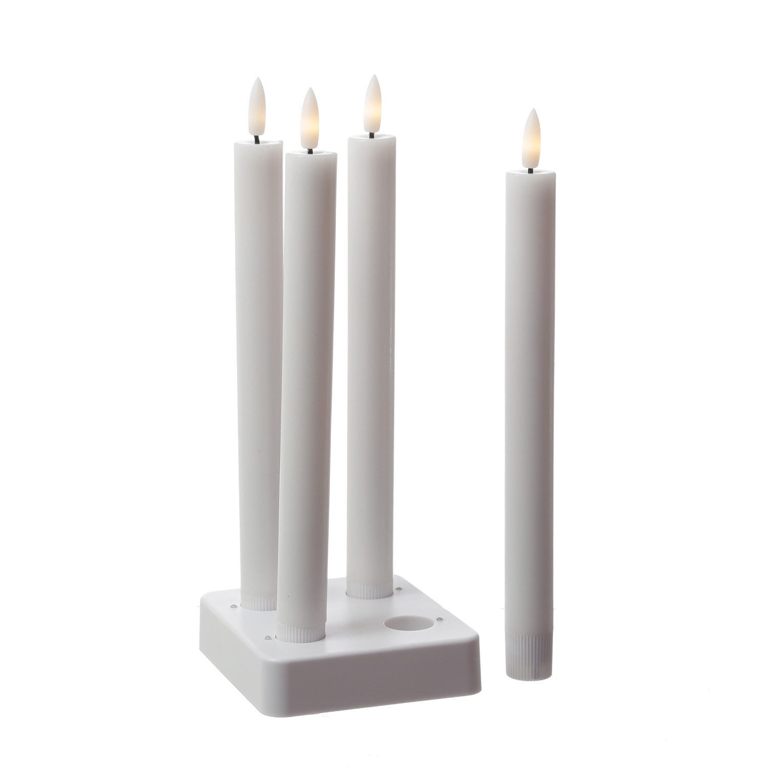 MARELIDA LED-Kerze LED Stabkerzen LISA Tafelkerzen Dinnerkerzen wiederaufladbar weiß 4St., LED Classic, warmweiß (2100K bis 3000K) – Bild 4 von 5