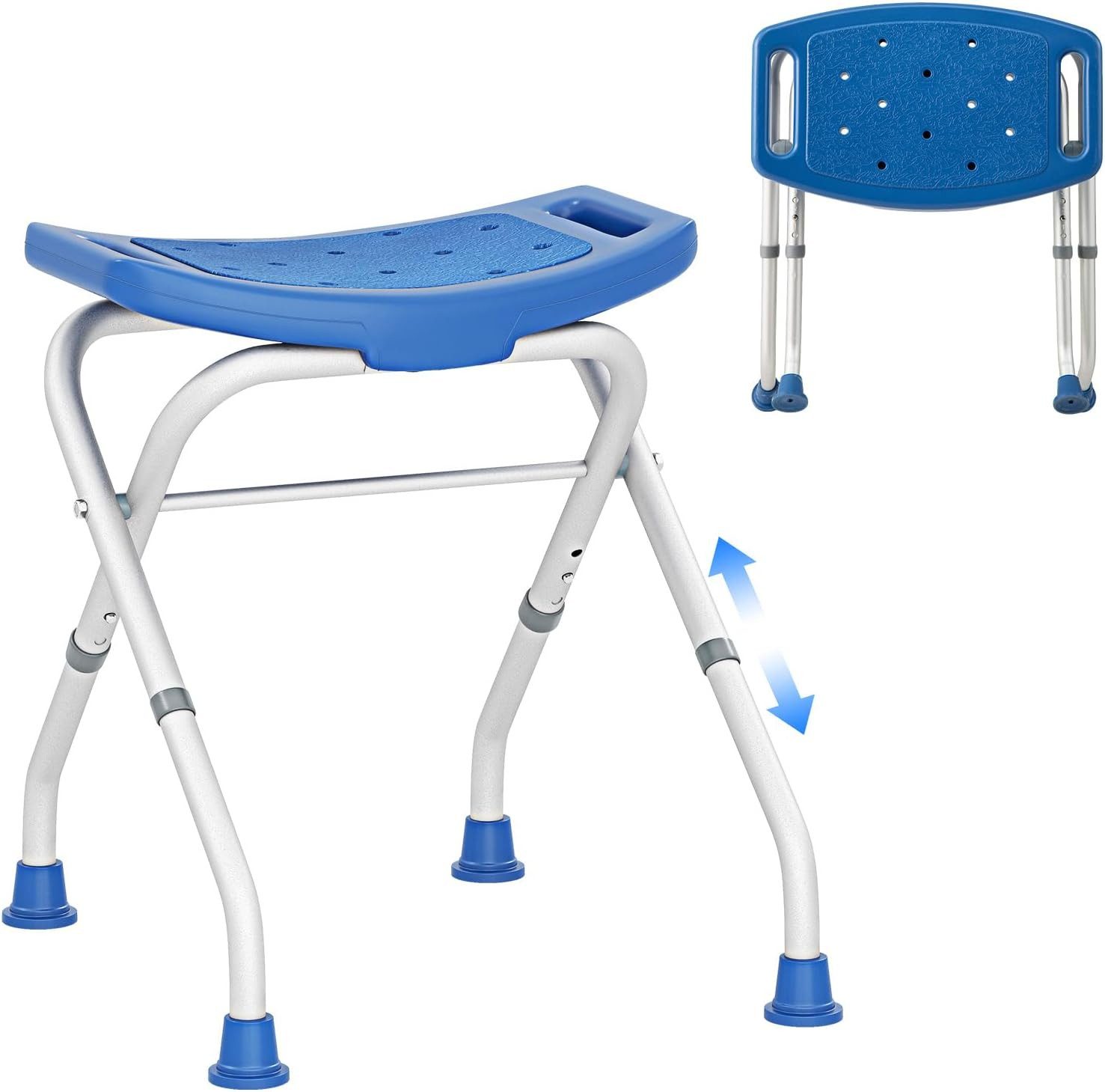 COSTWAY Duschstuhl Alu bis 150 kg, Duschhocker höhenverstellbar & klappbar