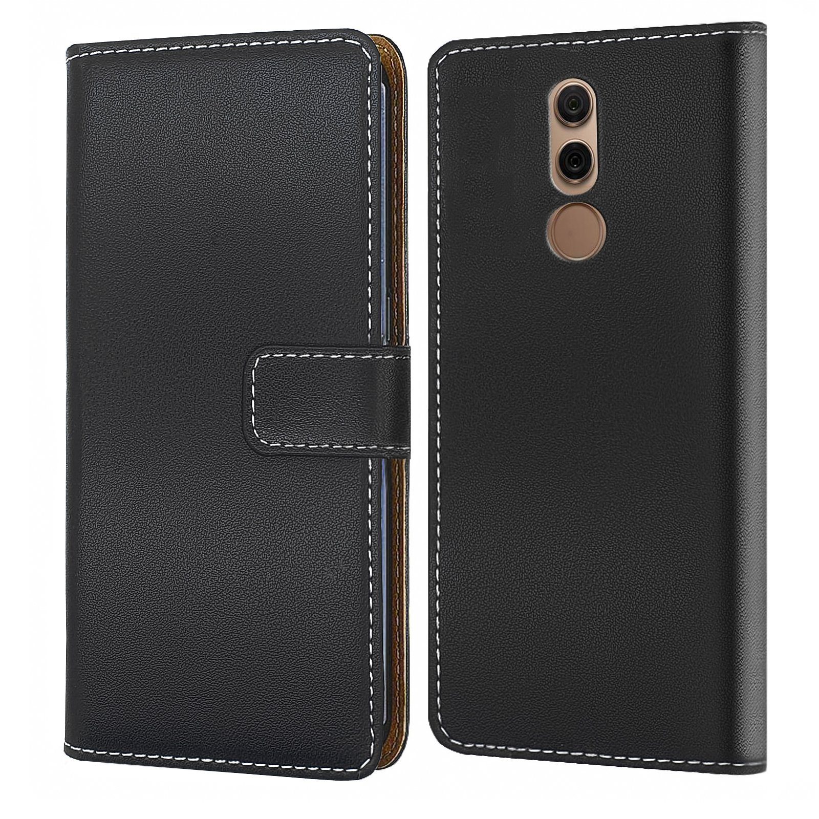 Numerva Handyhülle Bookstyle Etui Handytasche Schutzhülle für Huawei Mate 10, Klapphülle Flip Cover Schwarz