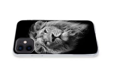 MuchoWow Handyhülle Löwe - Porträt - Schwarz - Weiß, Handyhülle Apple iPhone 12 Mini, Smartphone-Bumper, Print, Handy
