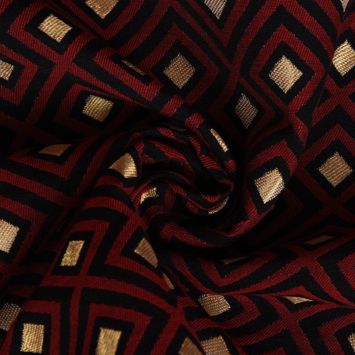 Deco LEBEN. 40x160cm, Tischläufer SCHÖNER handmade rot Rauten SCHÖNER schwarz Art Retro LEBEN. Tischläufer goldfarbig