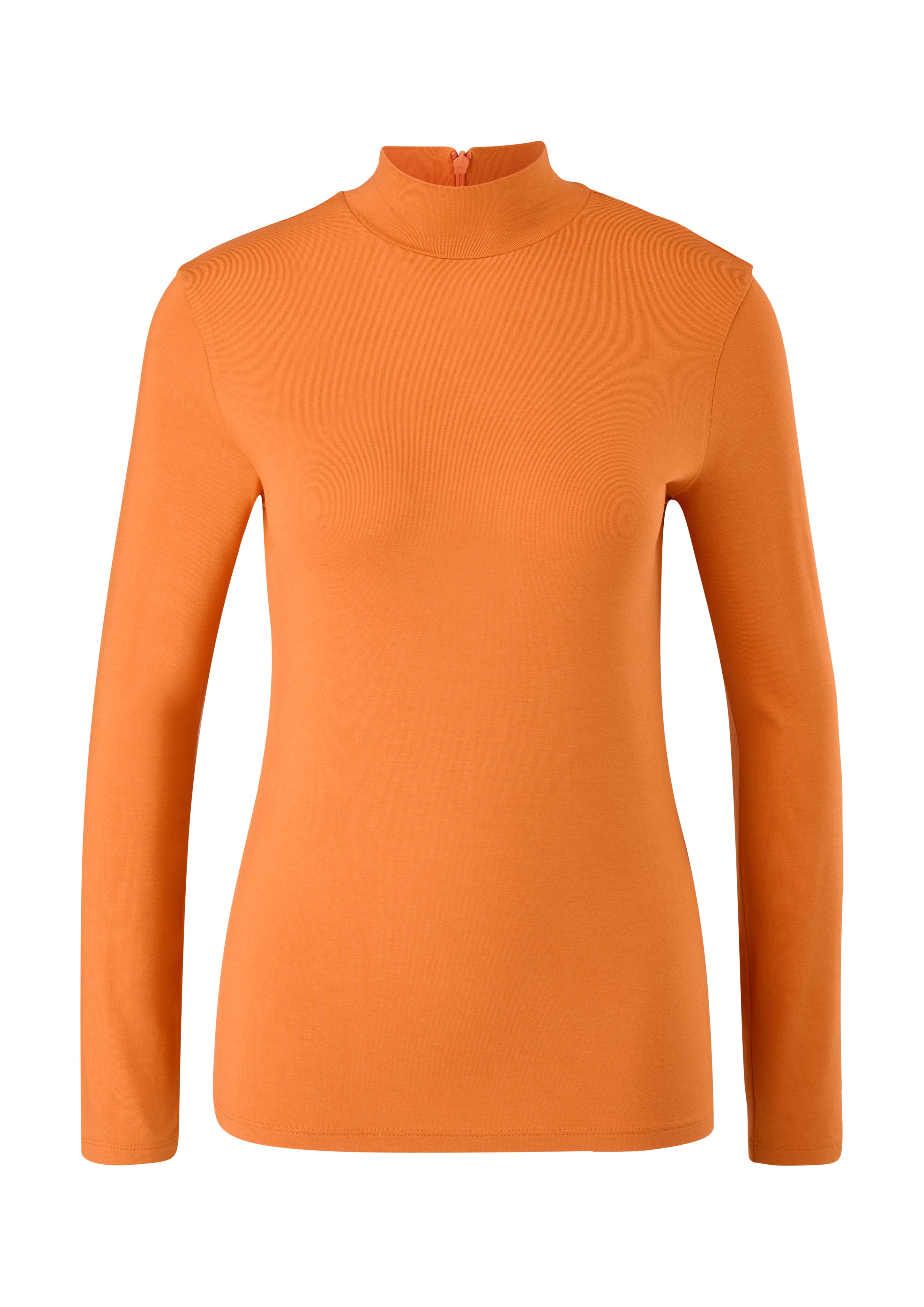 s.Oliver Langarmshirt Viskosestretch orange Langarmshirt aus