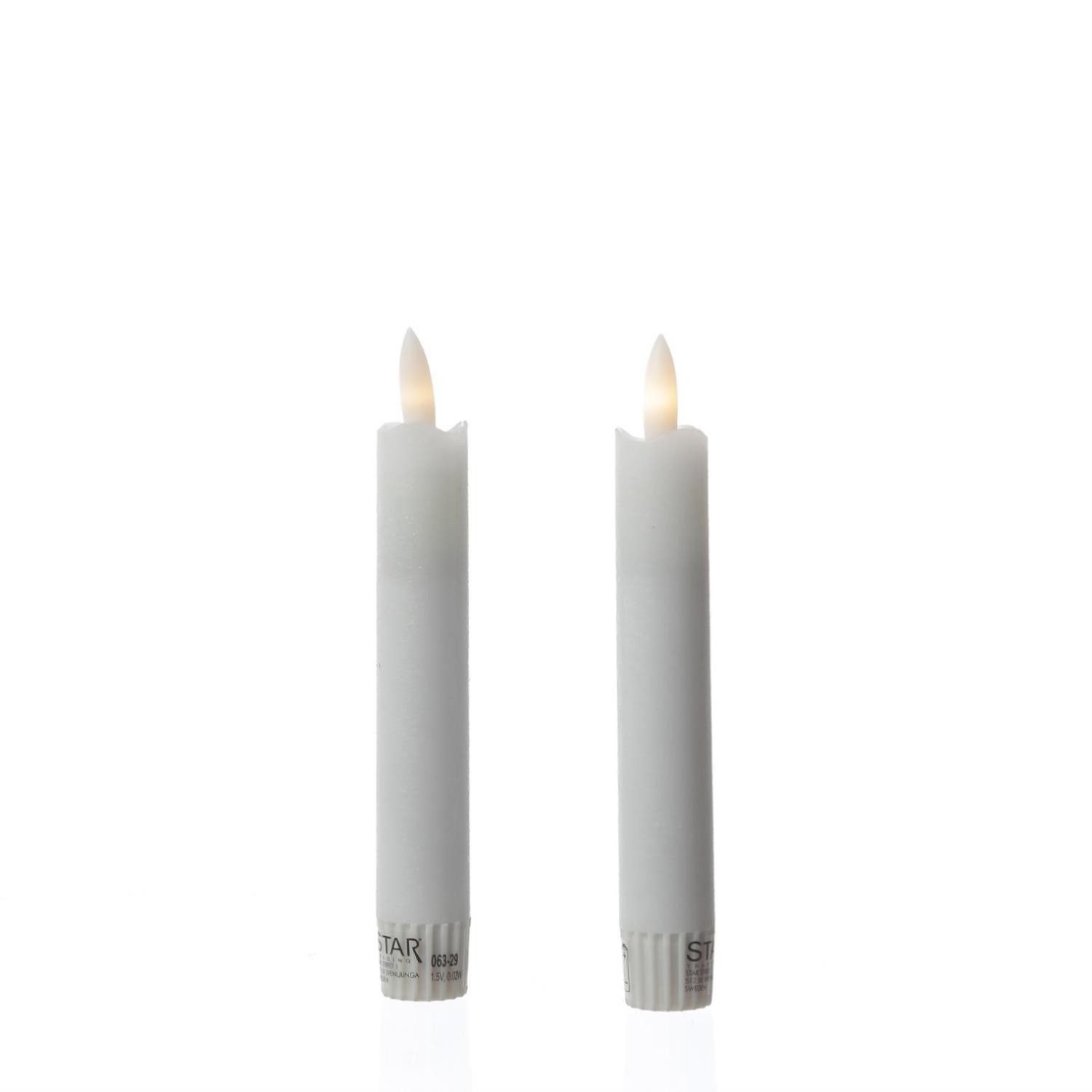 LED-Kerze LED Stabkerzen Tafelkerzen Dinner Spitzkerzen rustikal H:15cm weiß 2St