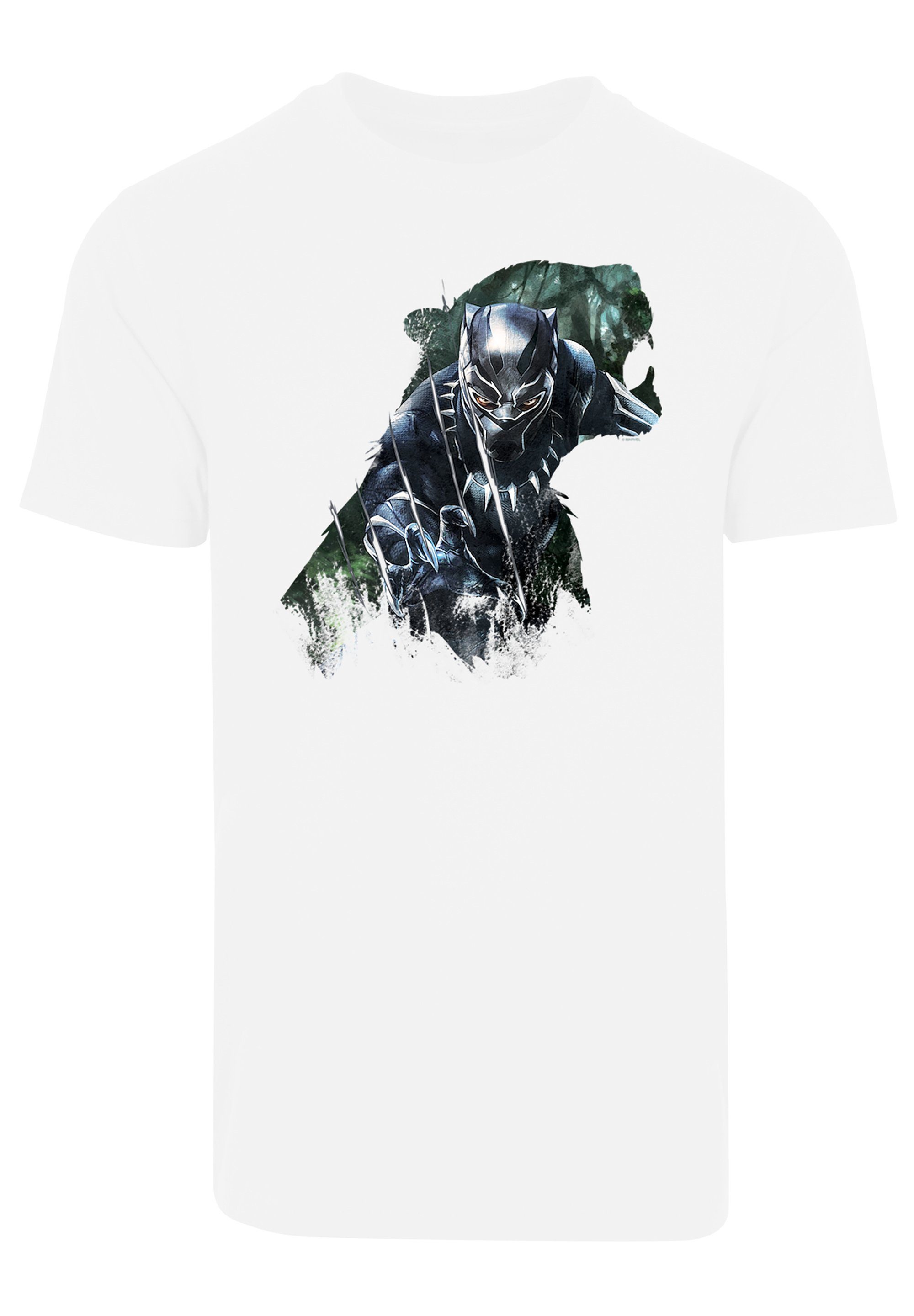 T-Shirt Black Panther F4NT4STIC Marvel Sillhouette weiß Wild Print