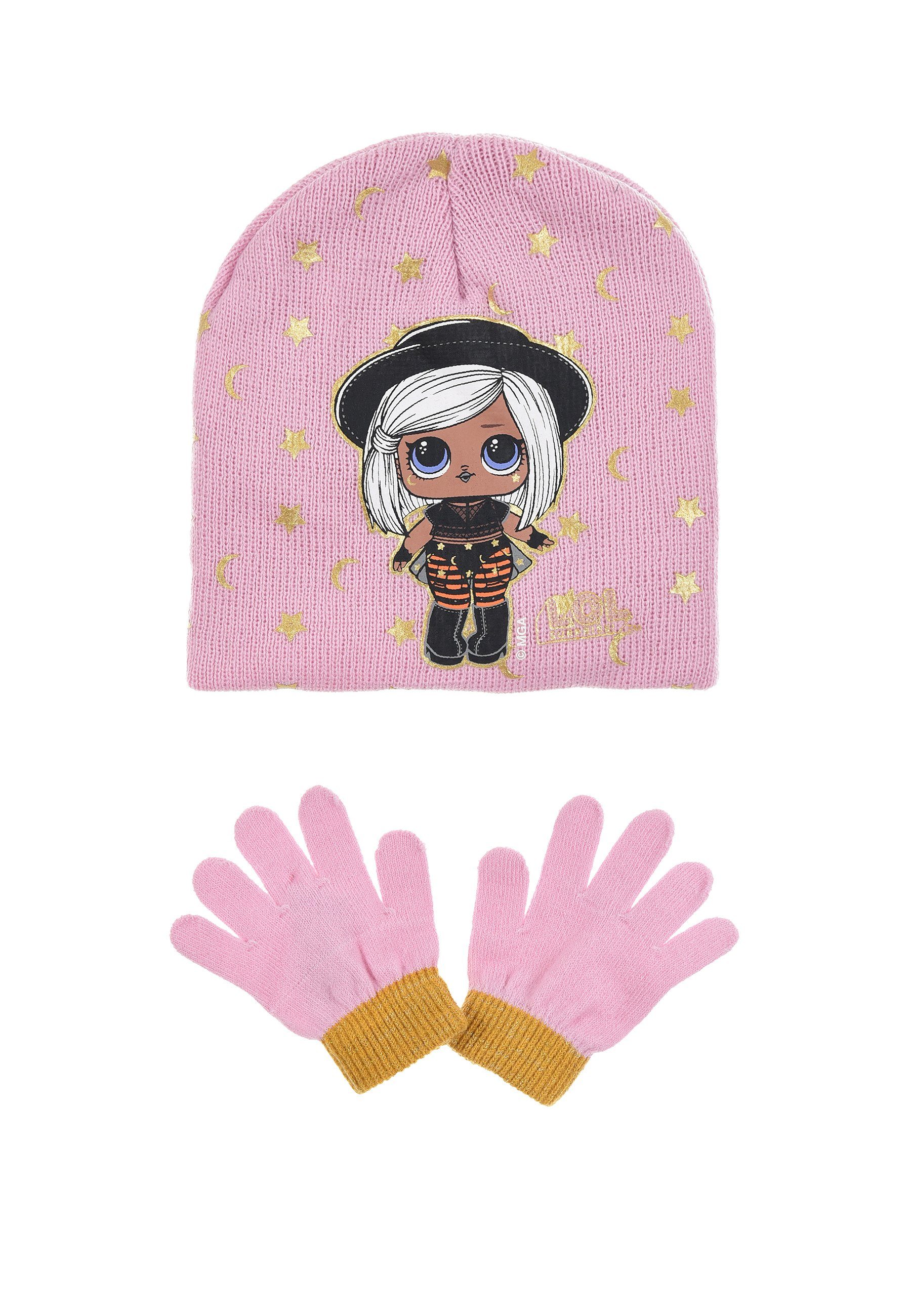 Handschuhe Pink Mütze (SET) Kinder Mädchen Winter-Set L.O.L. Beanie SURPRISE!