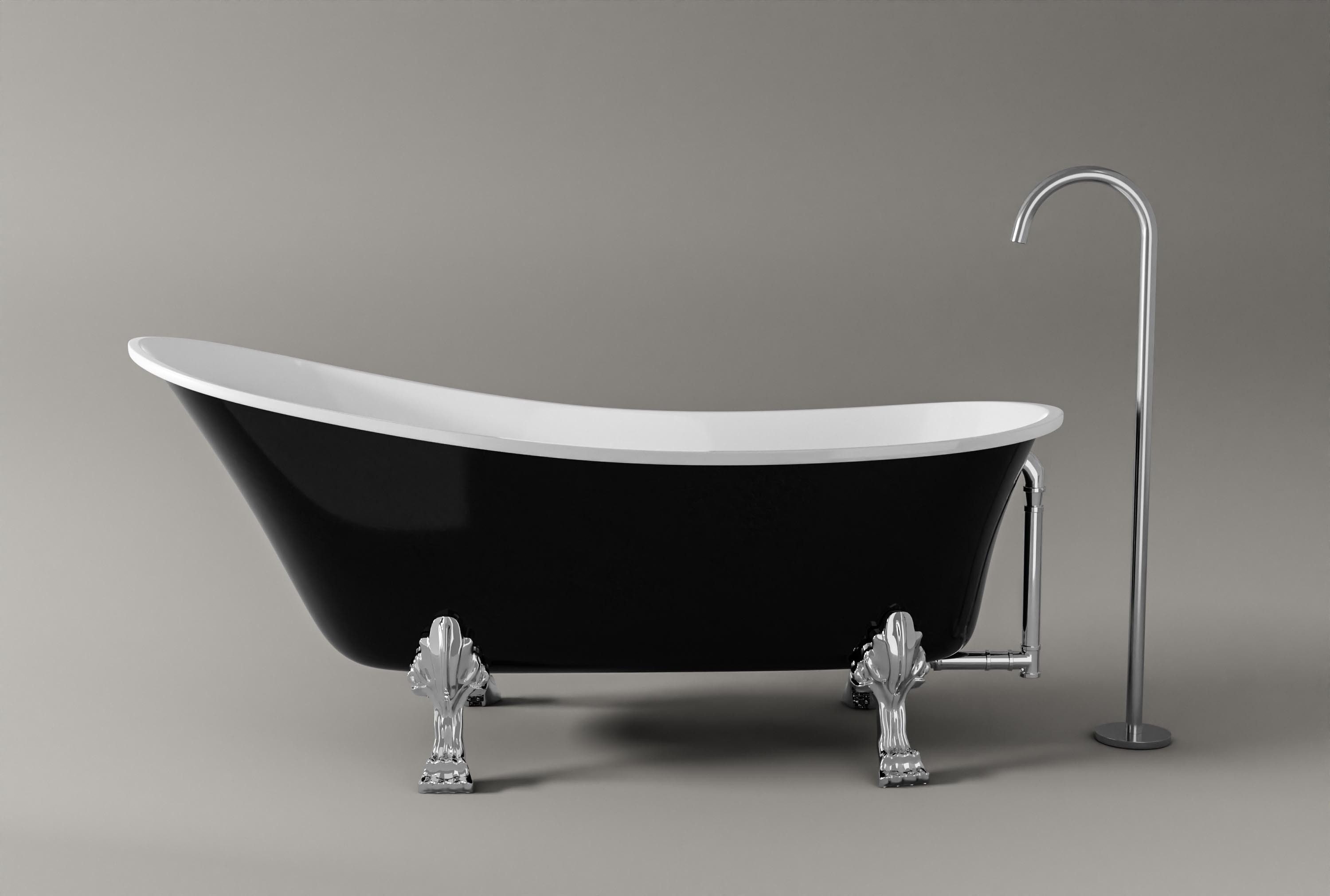 Bernstein Badewanne PARIS, Retro-Design, verstärkter Wannenboden, Metallfüße wählbar