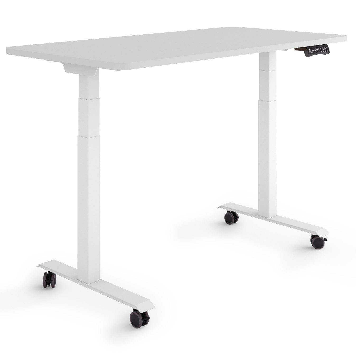 Rollen Tischplatte: 60,5 cm Germany, Schreibtisch 120 Rahmen: - 60 / Weiß ESMART auf cm 125,5 ESMART Höhe: x Hellgrau