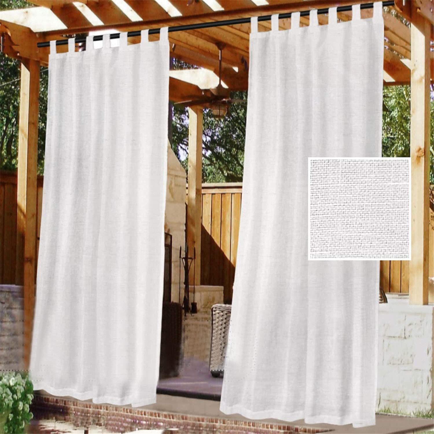 Kaket Outdoorgardine halbtransparente Leinenoptik mit abnehmbaren günstig online kaufen
