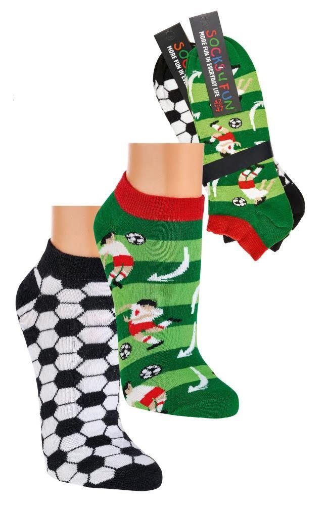 Sneakersocken Socks4Fun Sneaker Füsslinge Motiv Fußball 2er Bündel sortiert