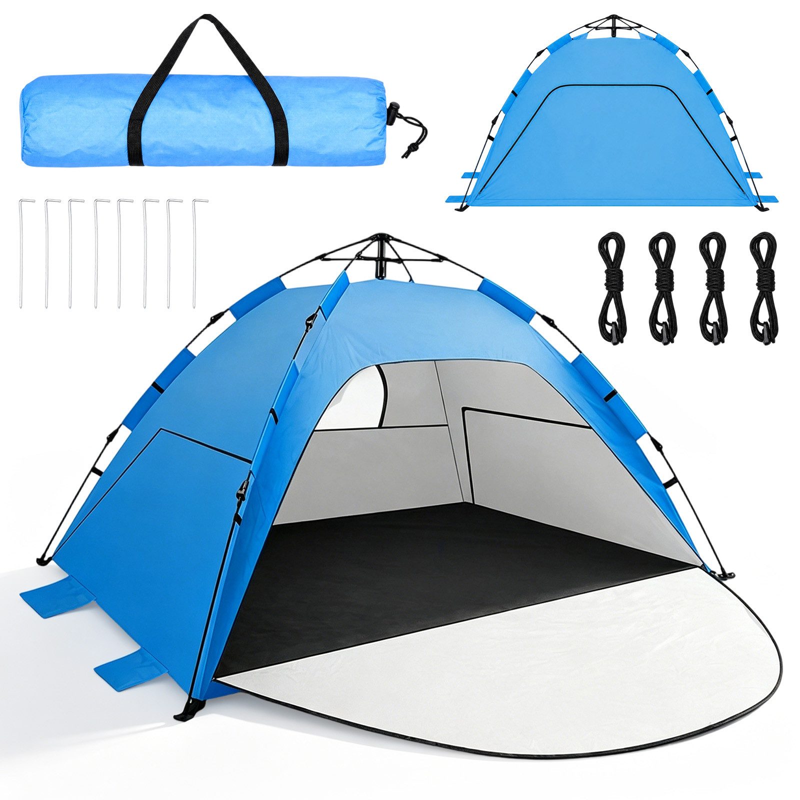 AKKEE Strandmuschel Pop Up Automatik-Strandmuschel 200 x 150 x 140 cm UPF50+, Personen: 4