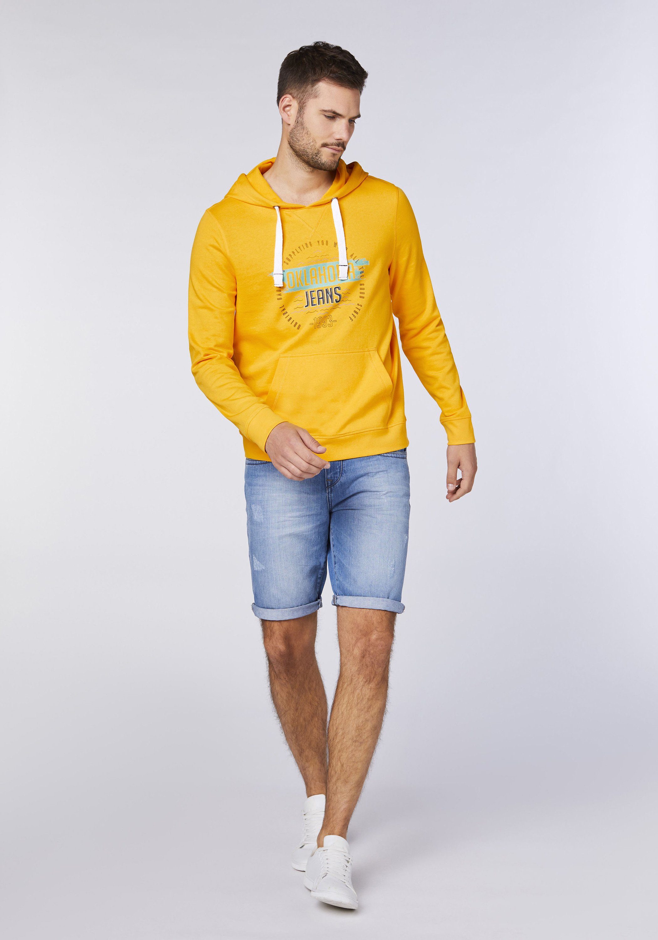 Fusion Materialmix Jeans weichem 15-1062 Oklahoma Kapuzensweatshirt Gold aus