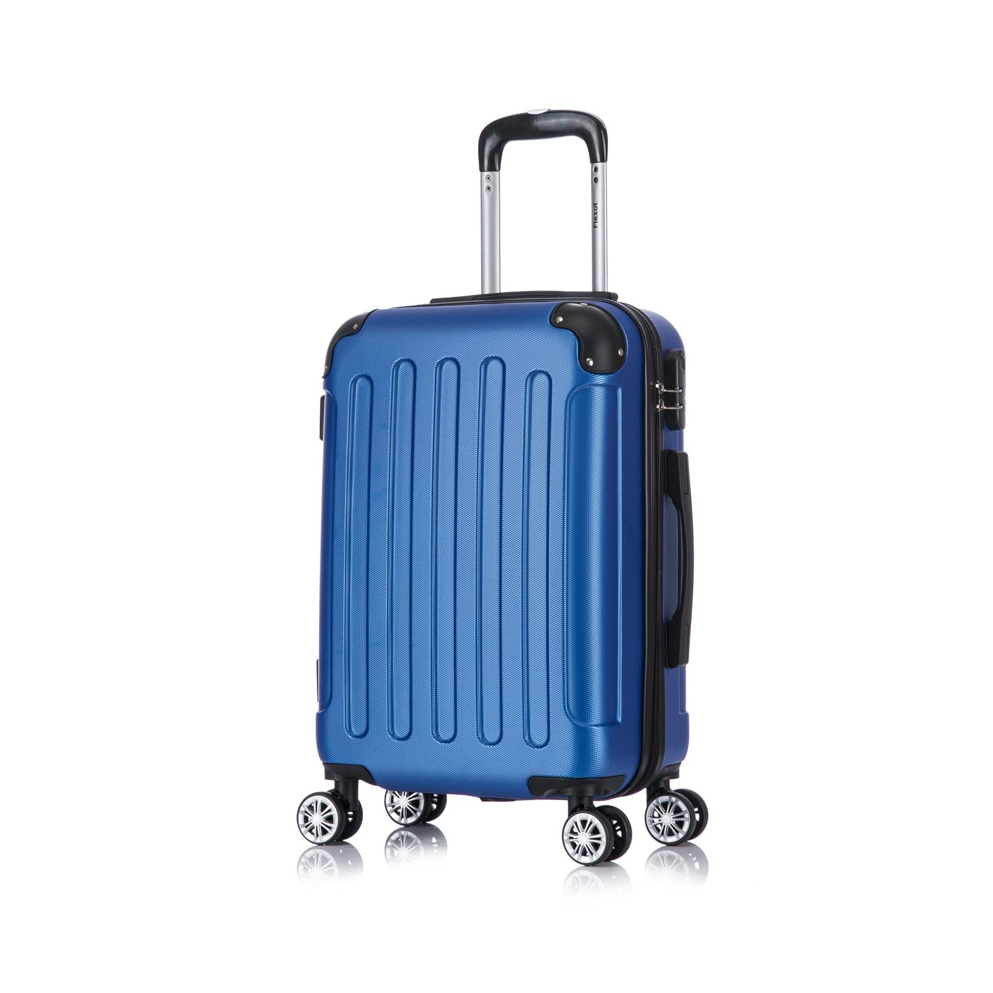 Flexot Hartschalen-Trolley F-2045 Kofferset, 360° Rollen, robuster Reisekoffer, Bordcase, 4 Rollen, Robuster und moderner Koffer mit vier 360° Rollen und Zahlenschloss