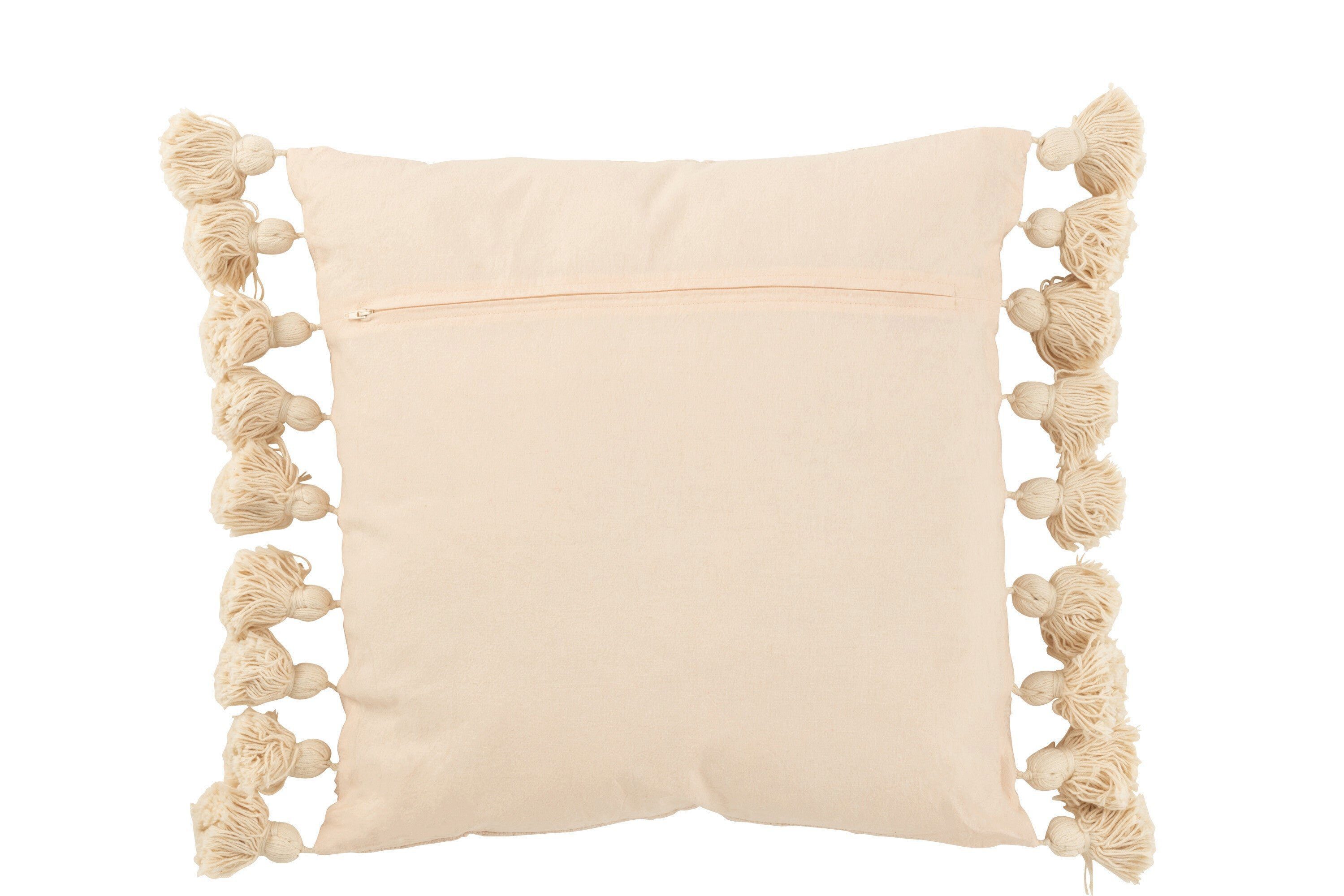 J-line Dekokissen Dekokissen 4er set creme mit quasten wohnkissen baumwollmischung