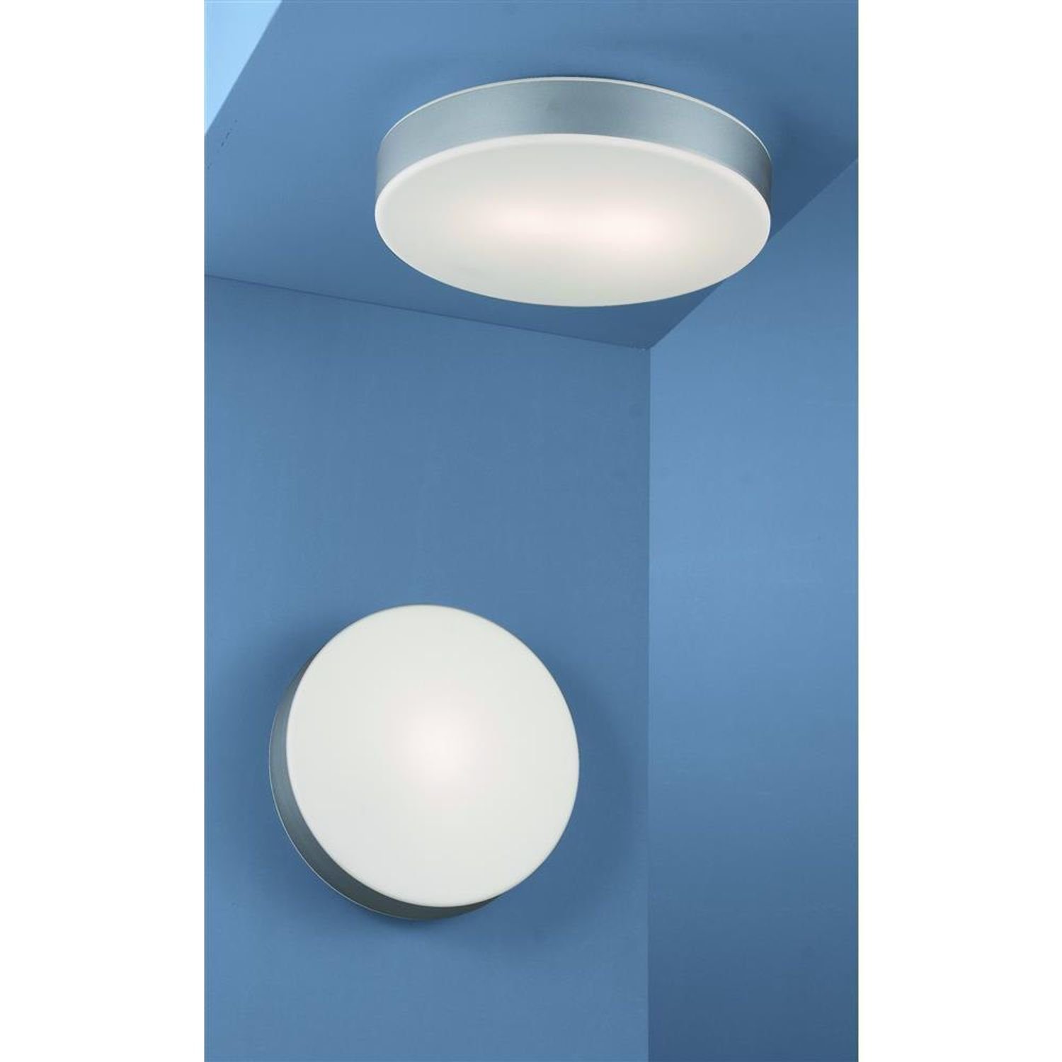 Böhmer Leuchten Deckenleuchten Anbauleuchte, titan, matt, 2x E27 IP20, Glas opal