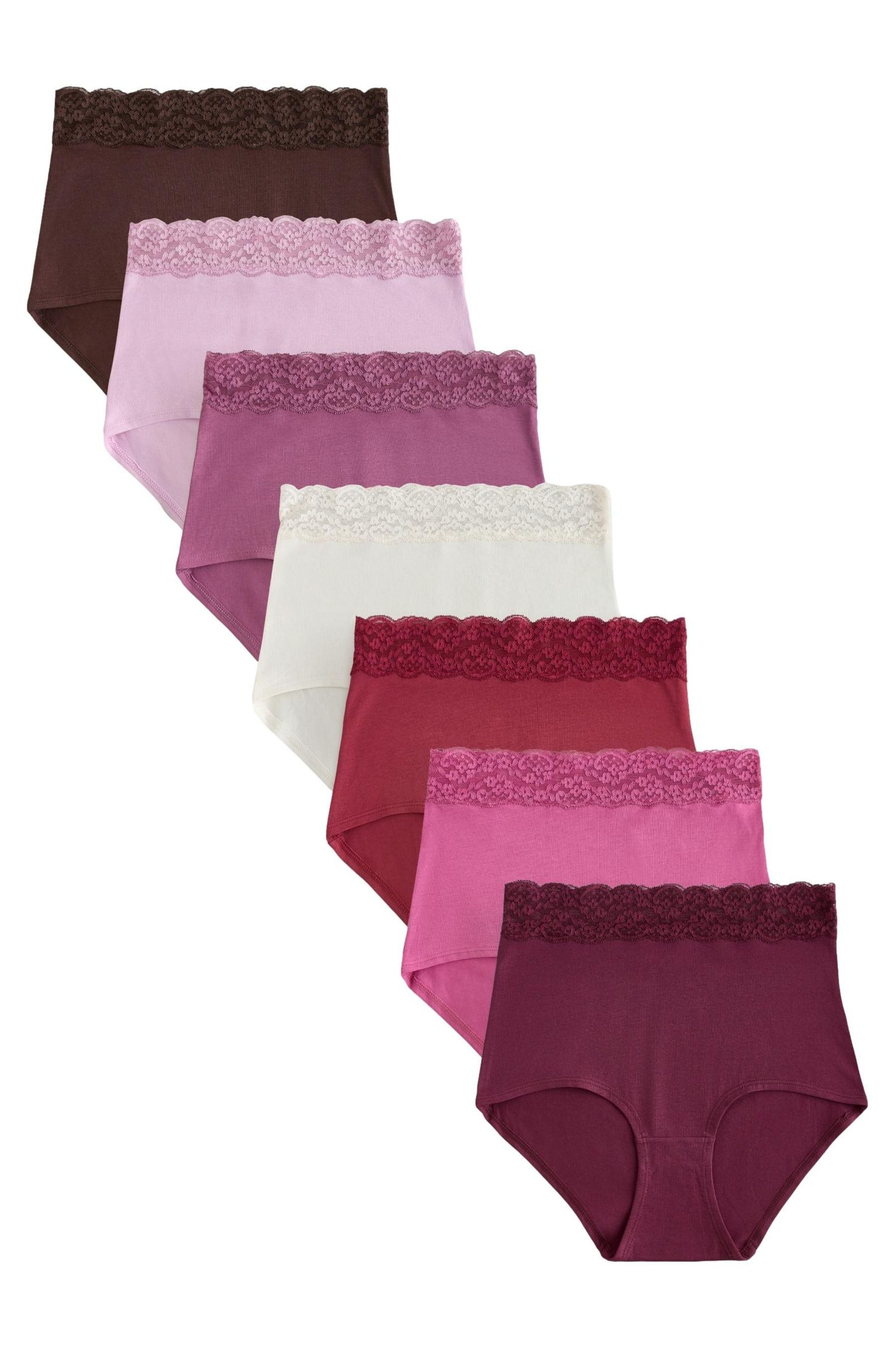 High-Waist-Slip Baumwoll-Spitzenslips, volle Bedeckung, 7er-Pack