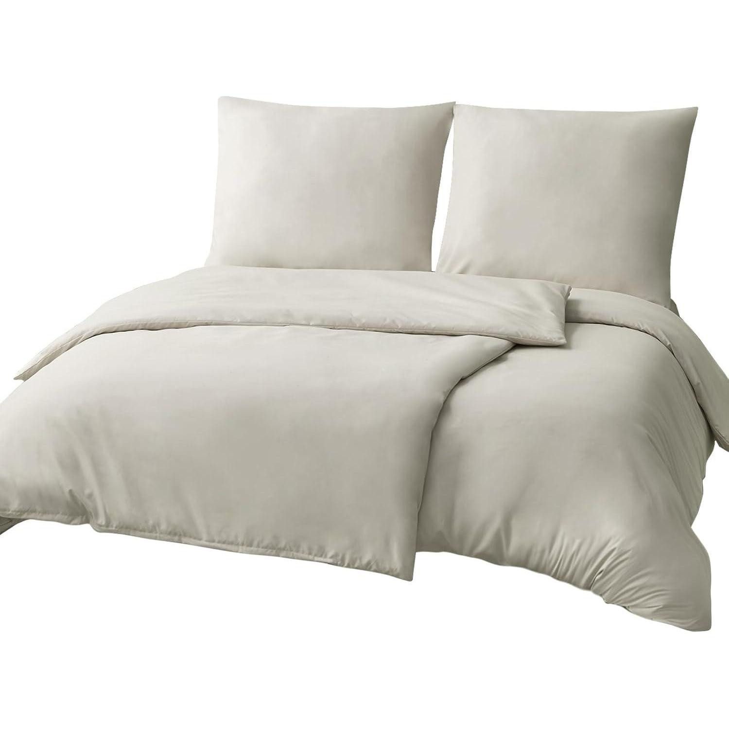 LuxusKollektion Bettwäsche Bettwäsche 135x200 4tlg 06 Beige 4Teilig 2x 135x200 cm 2x 80x80 cm