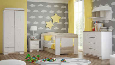 Best for Kids Jugendzimmer-Set School A, (Set, 6-St., Bett mit 10 cm Matratze + Kleiderschrank + Kommode + Nachtisch + Regal)