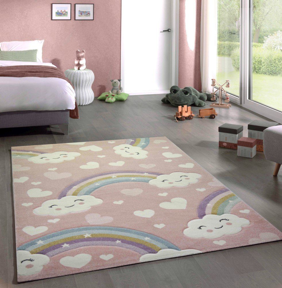 Carpetia Kinderteppich Kinderteppich Kinderzimmer Babyteppich Regenbogen günstig online kaufen