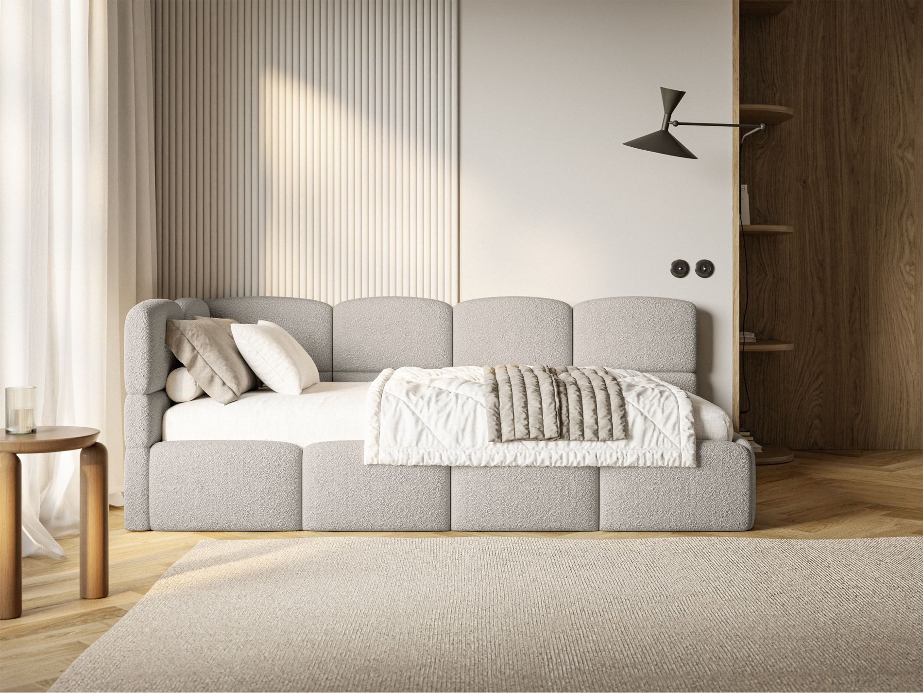 Selsey Jugendbett CLOUDY, mit Bettkasten, Bouclé, günstig online kaufen