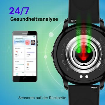 XINJI C2 3ATM wasserdicht Smartwatch (1,3 Zoll, Androud/ iOS), mit AMOLED-Touch-Display, Blutsauerstoffmessung, Schlafüberwachung