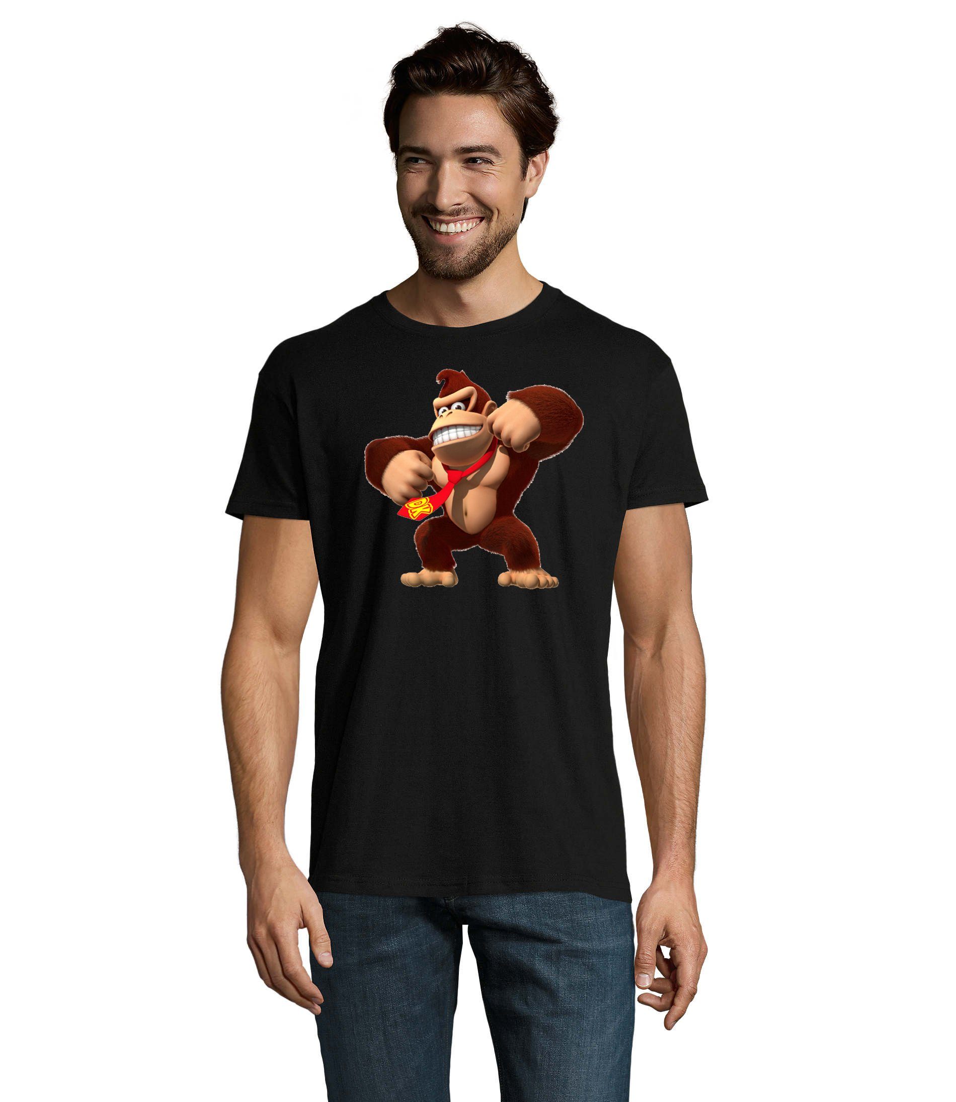Blondie & Brownie T-Shirt Herren Donkey Kong Gorilla Affe Nintendo Schwarz