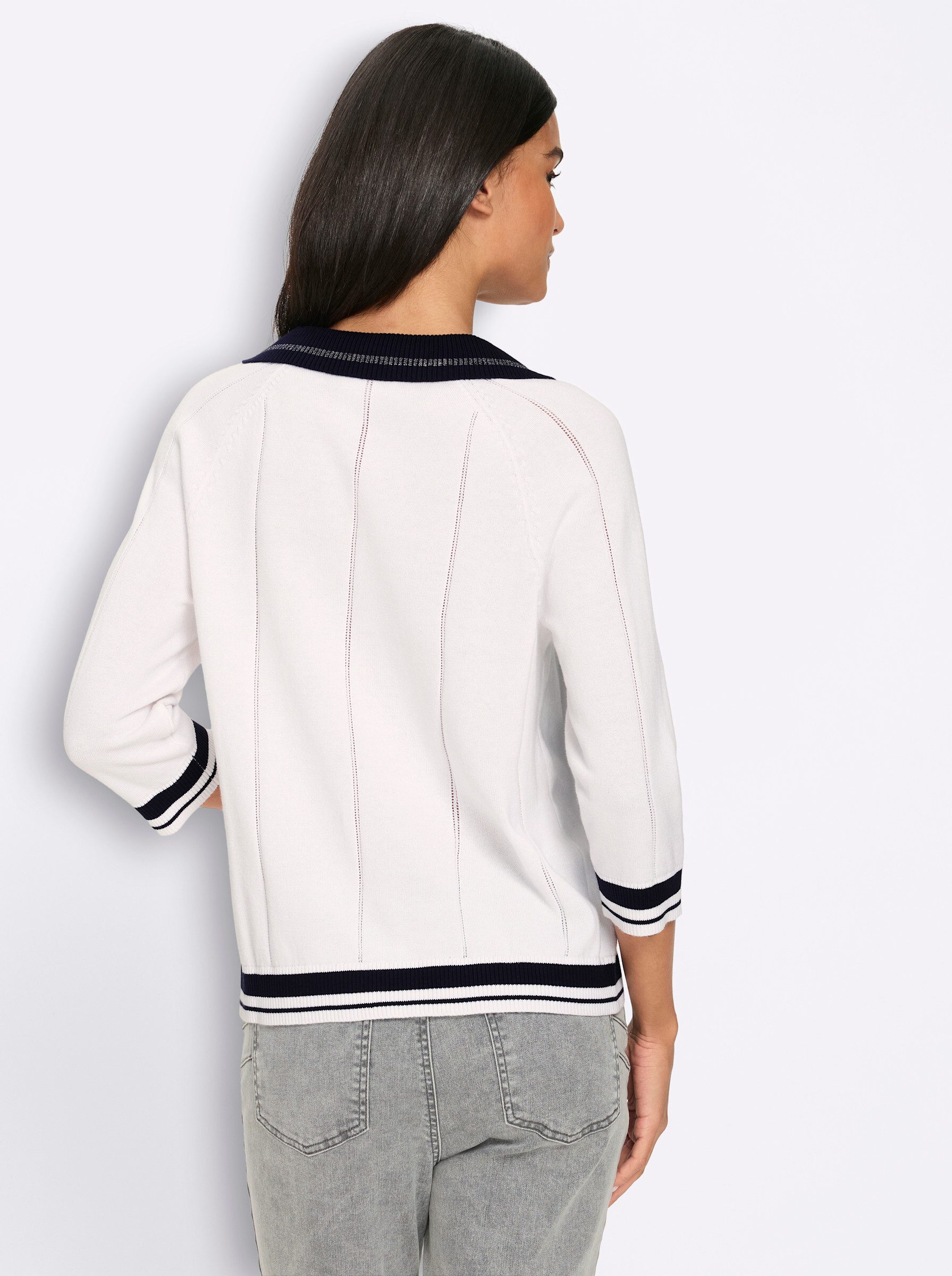 heine Strickpullover Polopullover 3/4-Arm Ajour