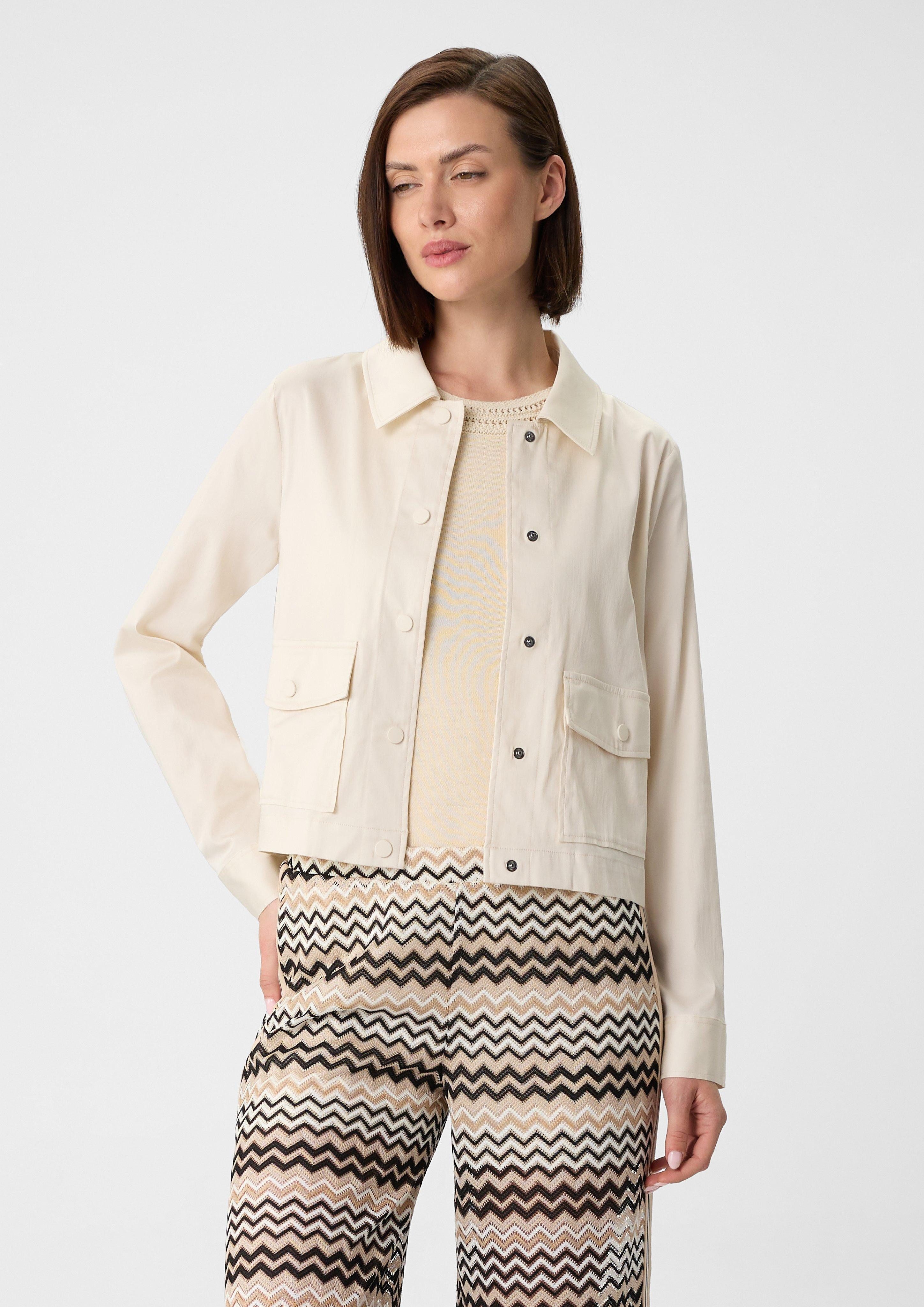 Blusenblazer Leichte Jacke aus Baumwollmix im Boxy Fit mit Hemdkragen