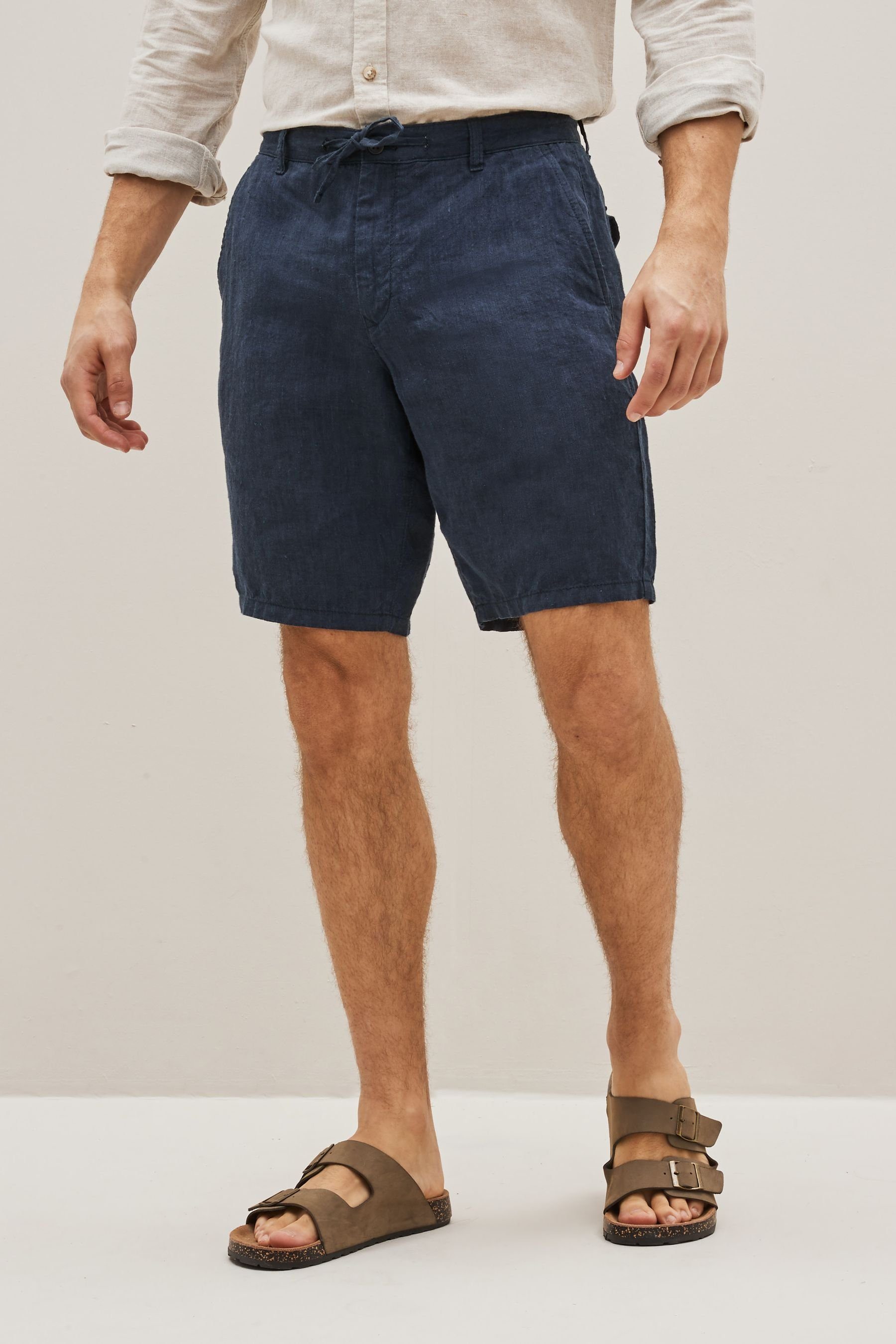 Next Shorts Leinen-Shorts (1-tlg) Navy Blue