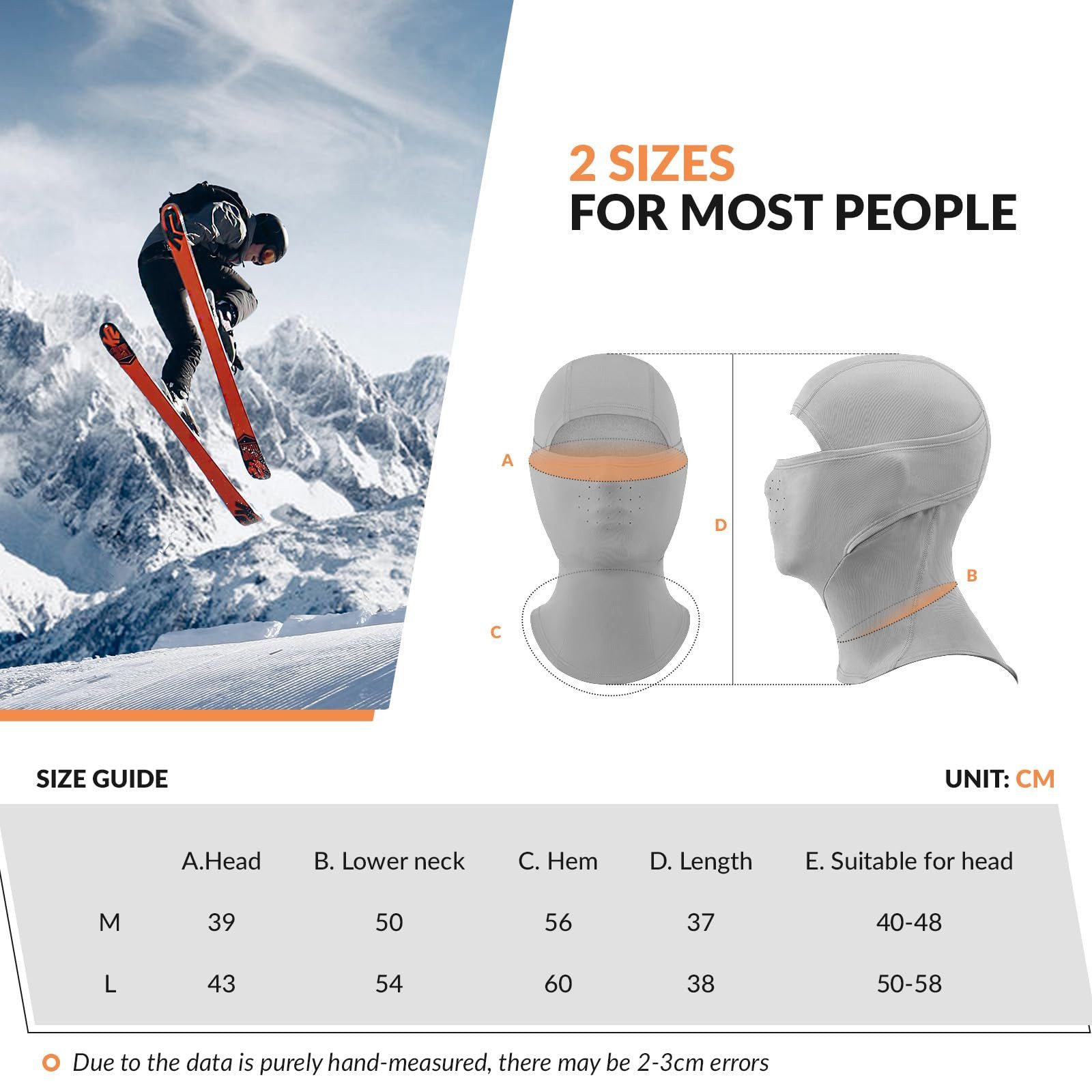 ROCKBROS Sturmhaube Balaclava Winter Skimaske Winddichte Atmungsaktive Gesichtsmaske M/L MULTIFUNKTIONAL