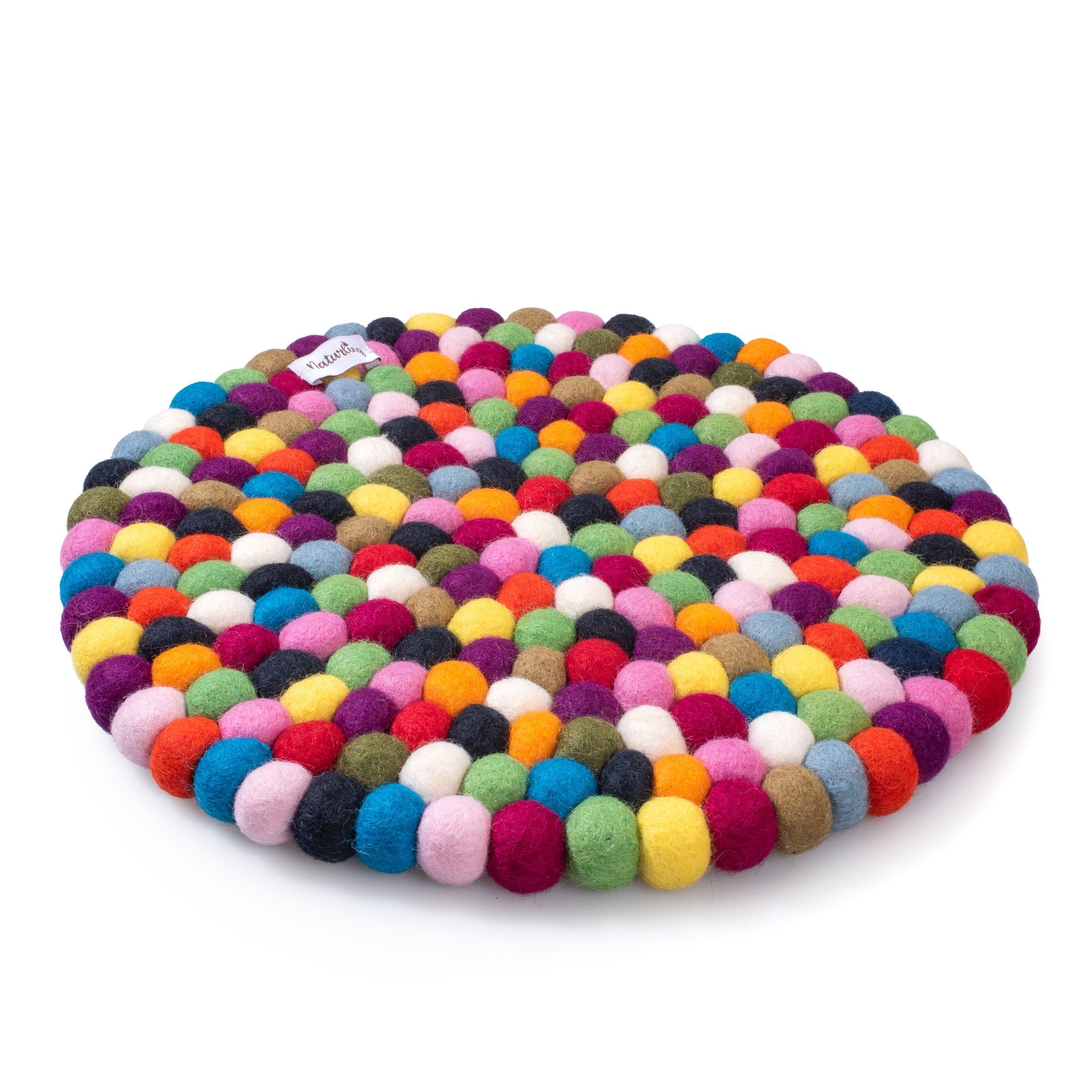 naturling Sitzkissen Filzkugel Stuhlkissen rund 34cm 100% Schurwolle, aus 2cm Filz Kugeln