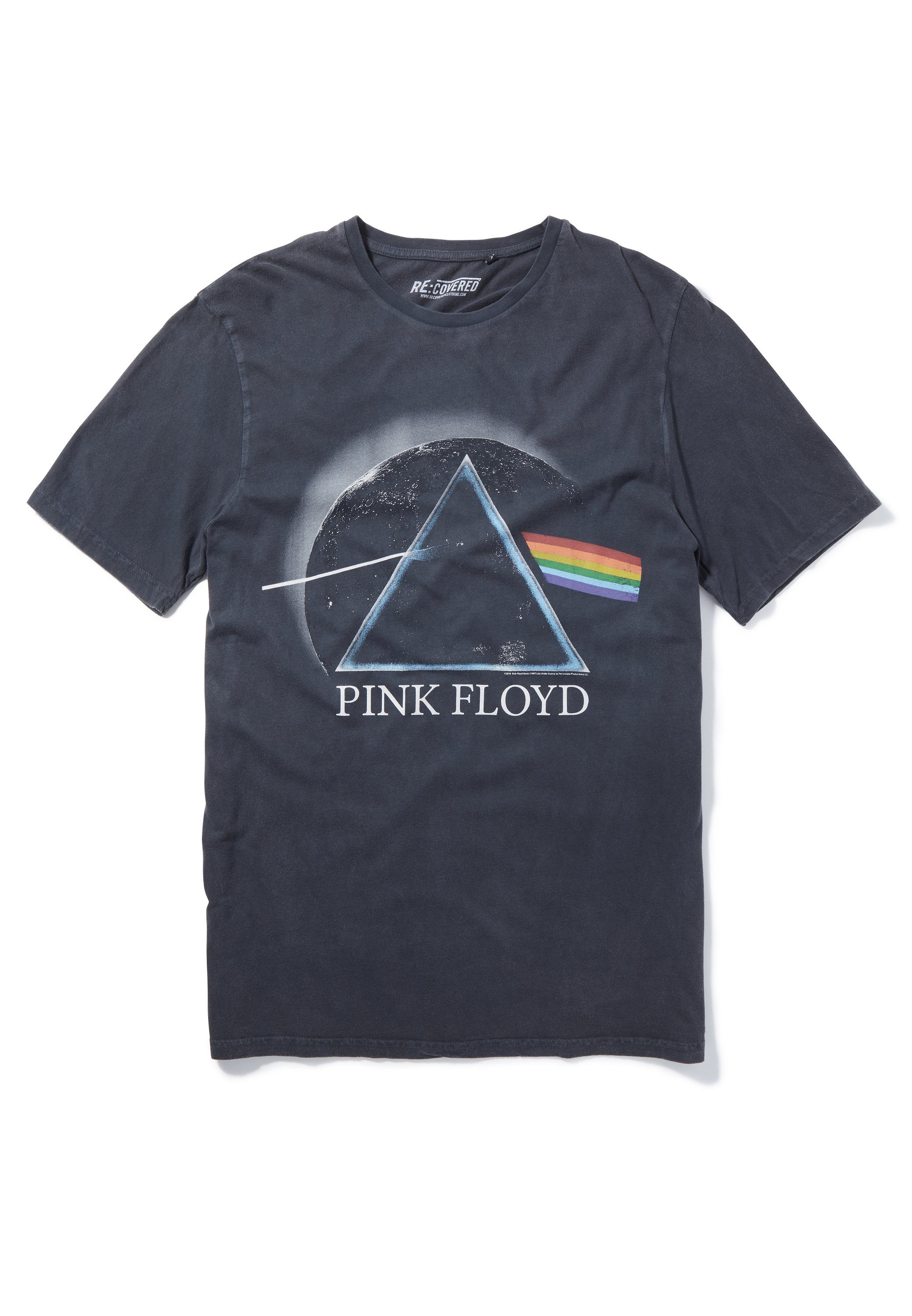 Recovered T-Shirt Pink Floyd Dark Acid GOTS zertifizierte Black the of Bio-Baumwolle Prism Moon Side Wash