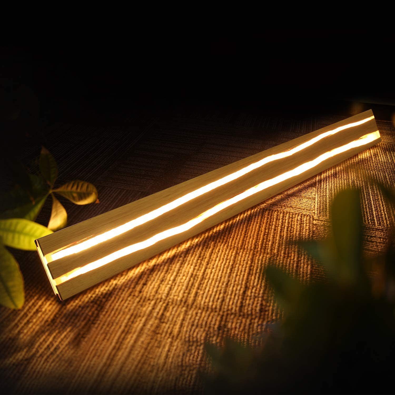 Wandlampe Holz LED warmweiß integriert, ZMH B Wandleuchte fest warmweiß, Nachtlampe LED innen