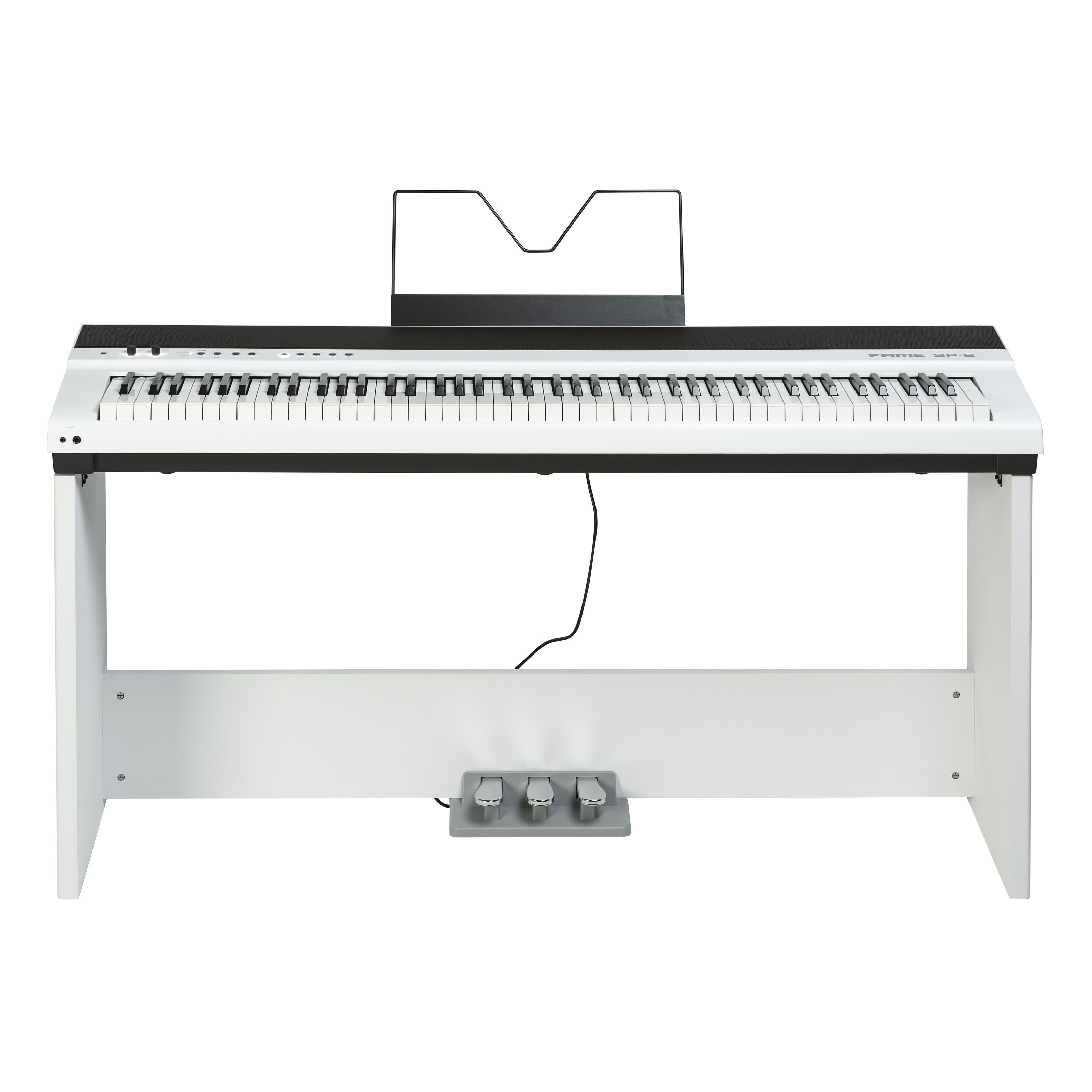 FAME Pianoständer, (ST430W Designständer für SP-2 Stagepiano, Eleganter Praktischer Ständer, Integriertes Dreierpedal für Sustain, Soft, Sostenuto, Einfacher Aufbau, Stative für Tasteninstrumente, Piano-Stative), ST430W, Designständer, SP-2 Stagepiano