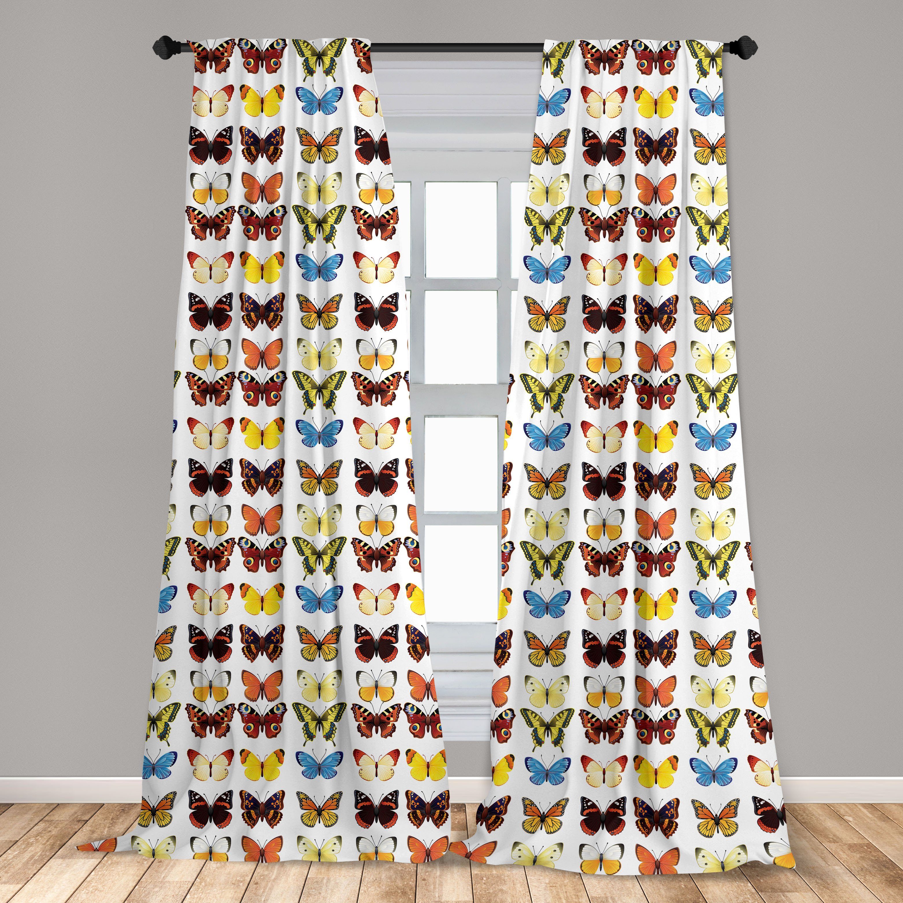 Gardine Vorhang für Abakuhaus, Tiere Dekor, verschiedene viele Schlafzimmer Microfaser, Schmetterlinge Formen Wohnzimmer