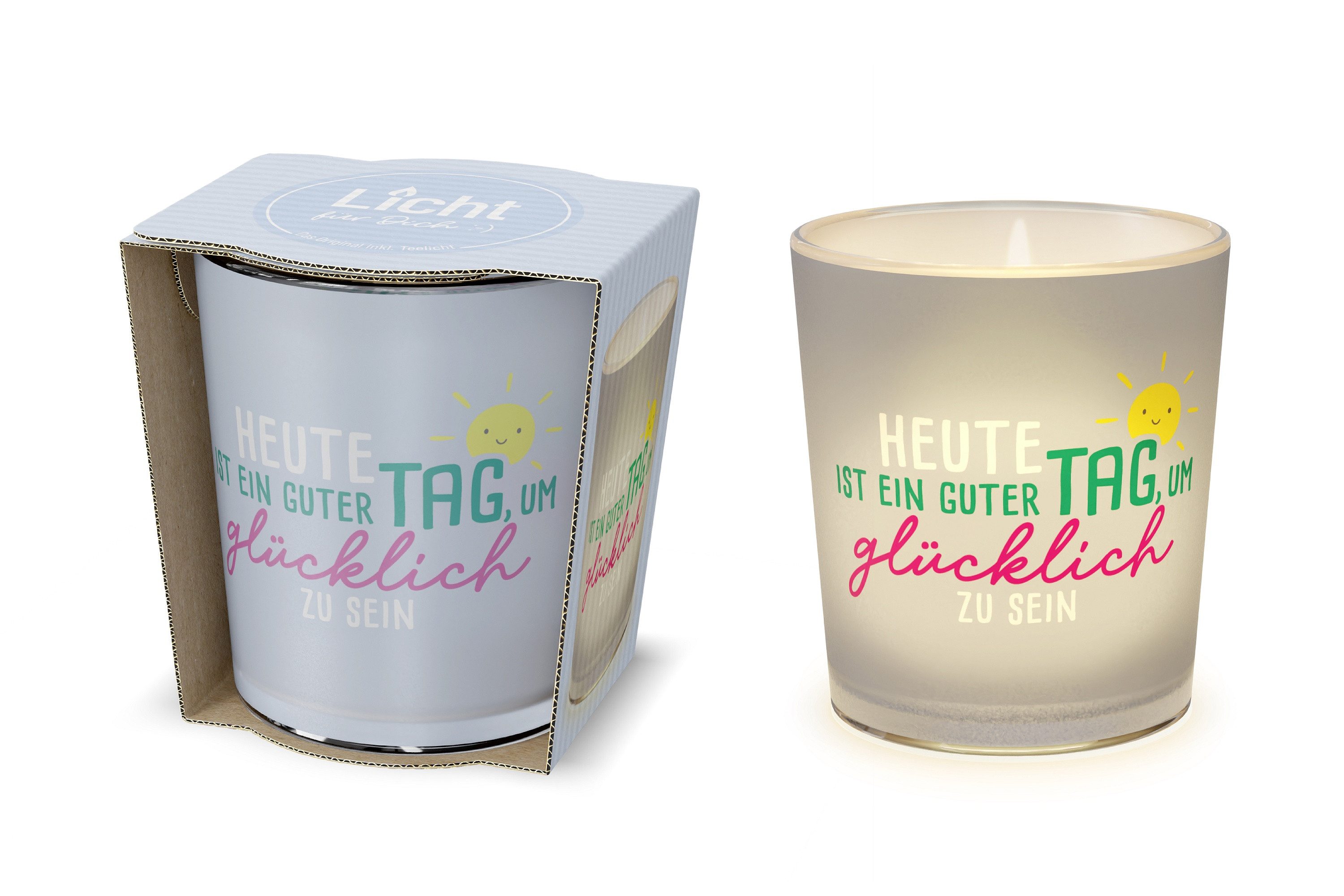 La Vida Teelichthalter Windlicht Glas Teelichthalter Teelicht Geschenk la vida Blau 6402731