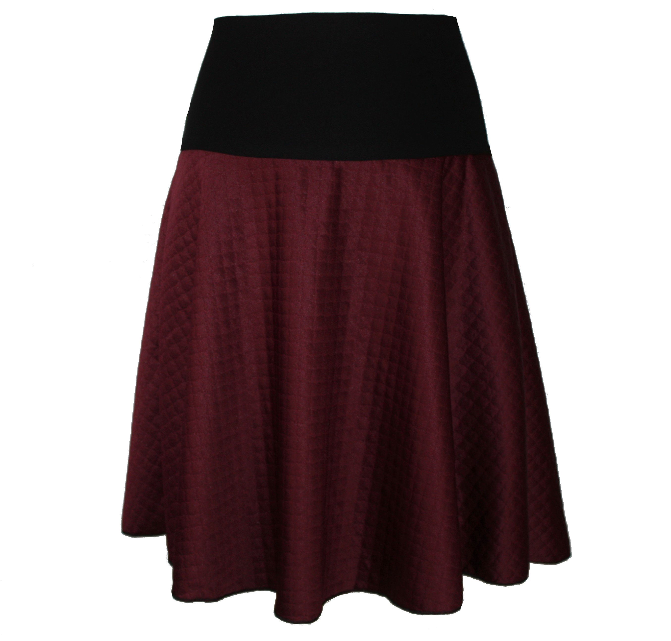 dunkle design A-Linien-Rock 57cm Weinrot Schwarz Aubergine Jacquard elastischer Bund