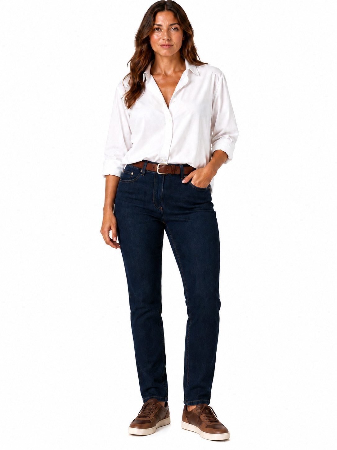 STARK DIE HOSE Stretch-Jeans CORA-Damen Stretch Jeans mit Dehnbund,5-Pocket,schlanker Oberschenkel OEKO-TEX® Standard -zertifiziert und zugleich MADE IN EUROPE