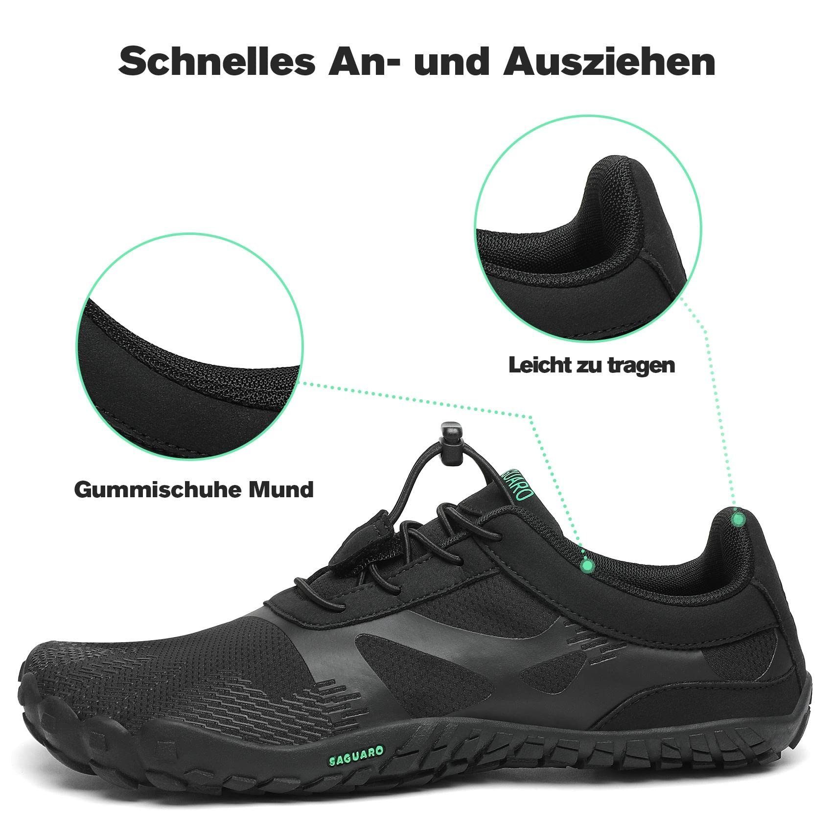 SAGUARO Barfußschuh (bequem, leicht, Laufschuhe Minimalschuhe atmungsaktiv, Jogging Schwarz Trail-Running rutschfest) Sneaker Sport-Schuhe 054