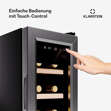 Klarstein Weinkühlschrank Shiraz Premium Smart 12 slim SS, für 12 Standardflaschen á 0,75l,Wein Flaschenkühlschrank Weintemperierschrank Weinschrank Kühlschrank