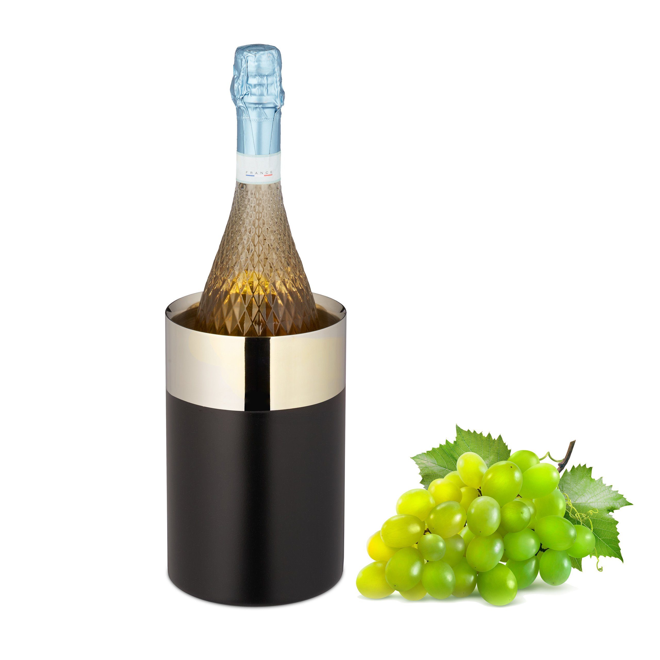 relaxdays Weinkühler Schwarzer Weinkühler aus Edelstahl, Schwarz-Gold  online kaufen | OTTO