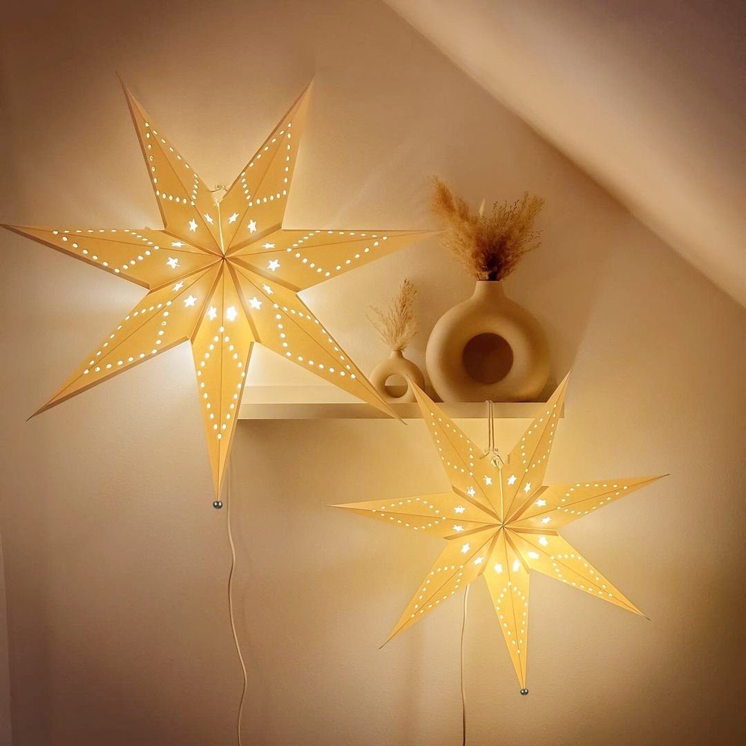 Salcar Papierstern LED Papierstern Weihnachtsstern Beleuchtet Sternenlicht, LED Weihnachtsdeko, 75cm Warmweiß