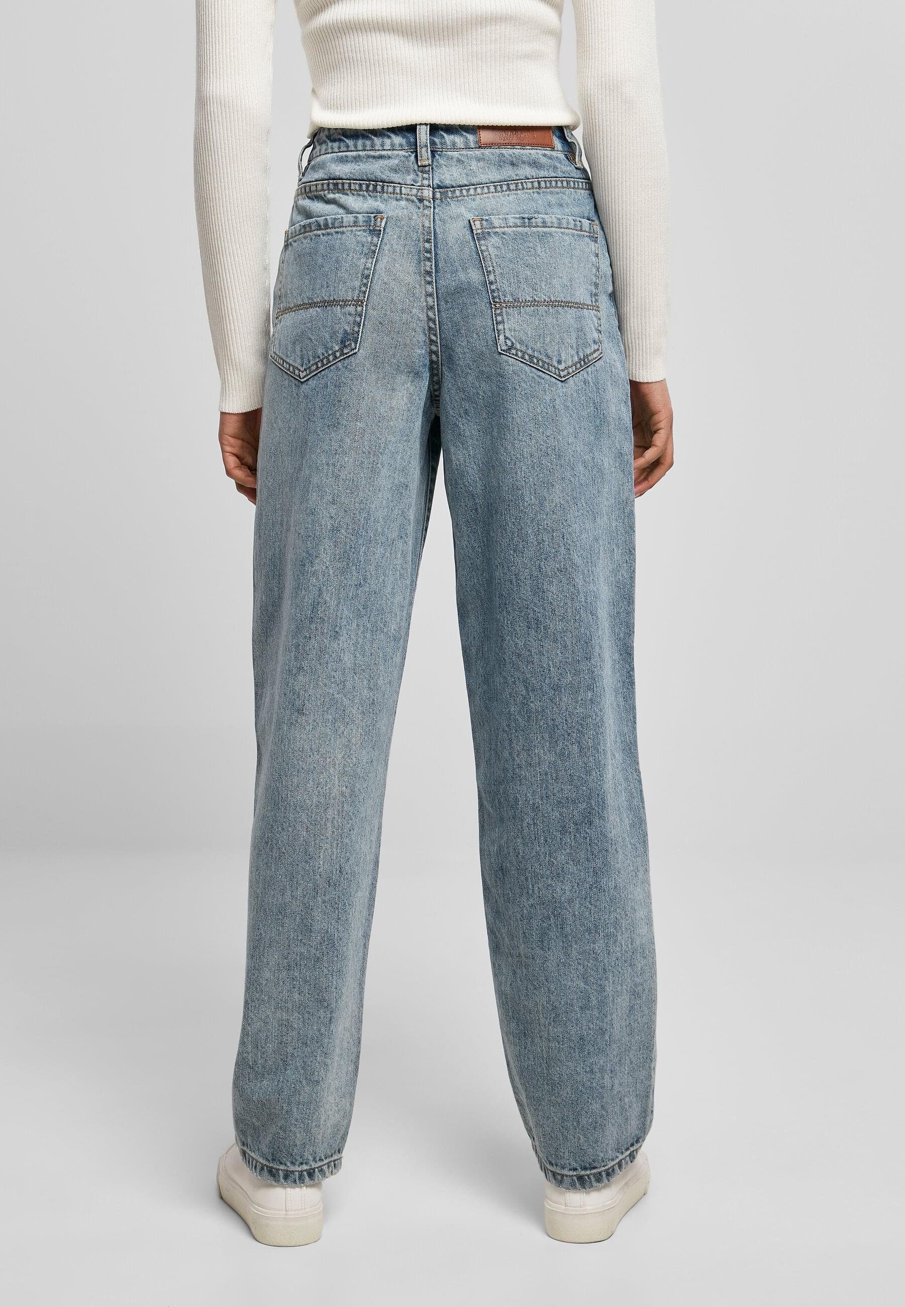 High Damen Bequeme URBAN CLASSICS tintedlightbluewashed Pants Leg 90´S Denim (1-tlg) Jeans Waist Ladies Wide