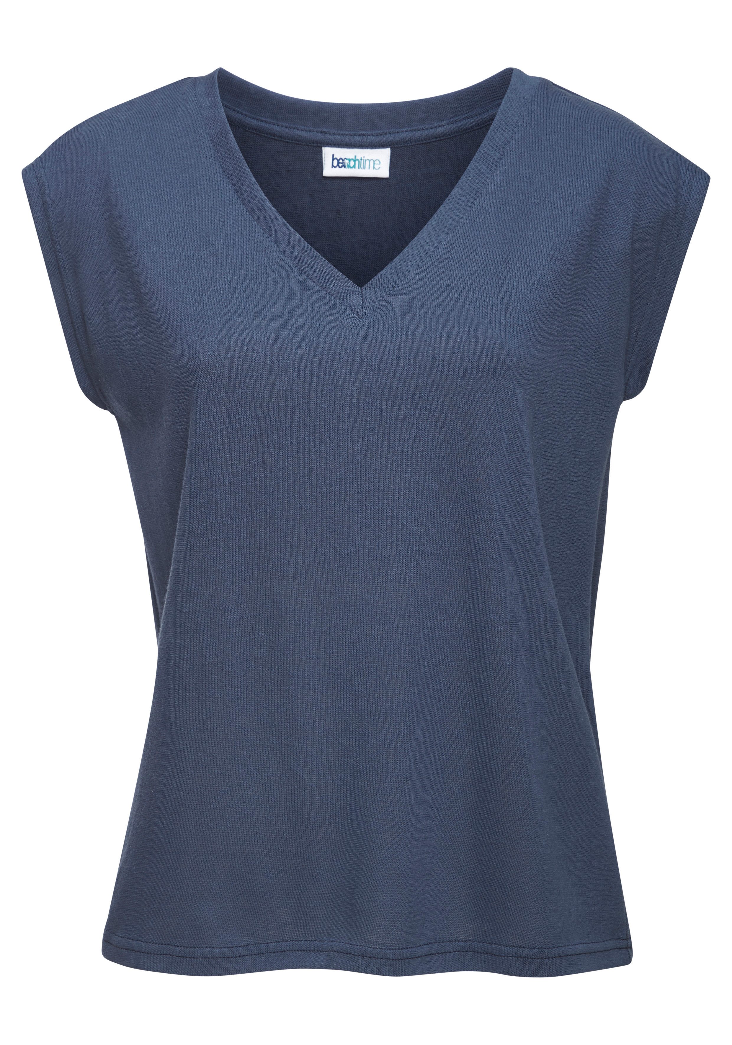 Beachtime by Lascana V-Shirt aus leichter Strukturware mit Effektgarn luftiges Sommershirt, T-Shirt mit V-Ausschnitt, Strandshirt, casual. € 19,99